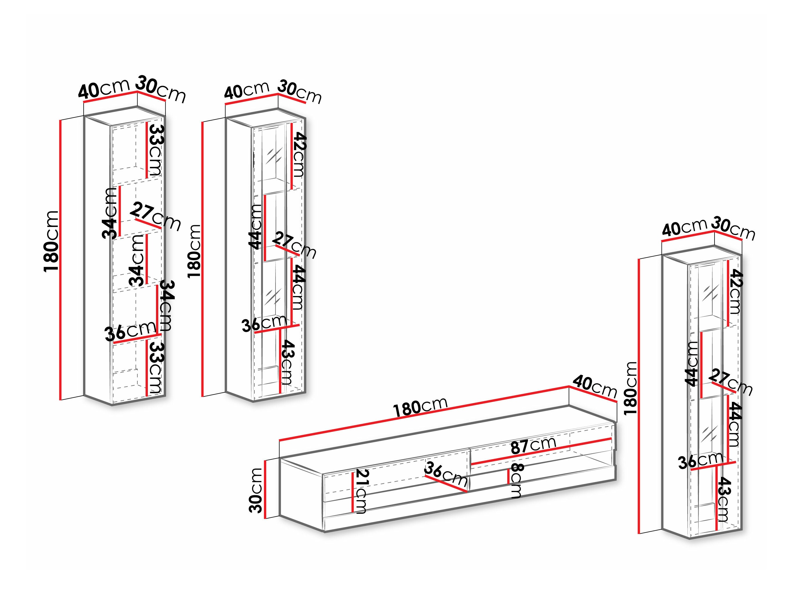 Wohnzimmer-Sets Vilrin VII (Weiss + Weiss glänzend)