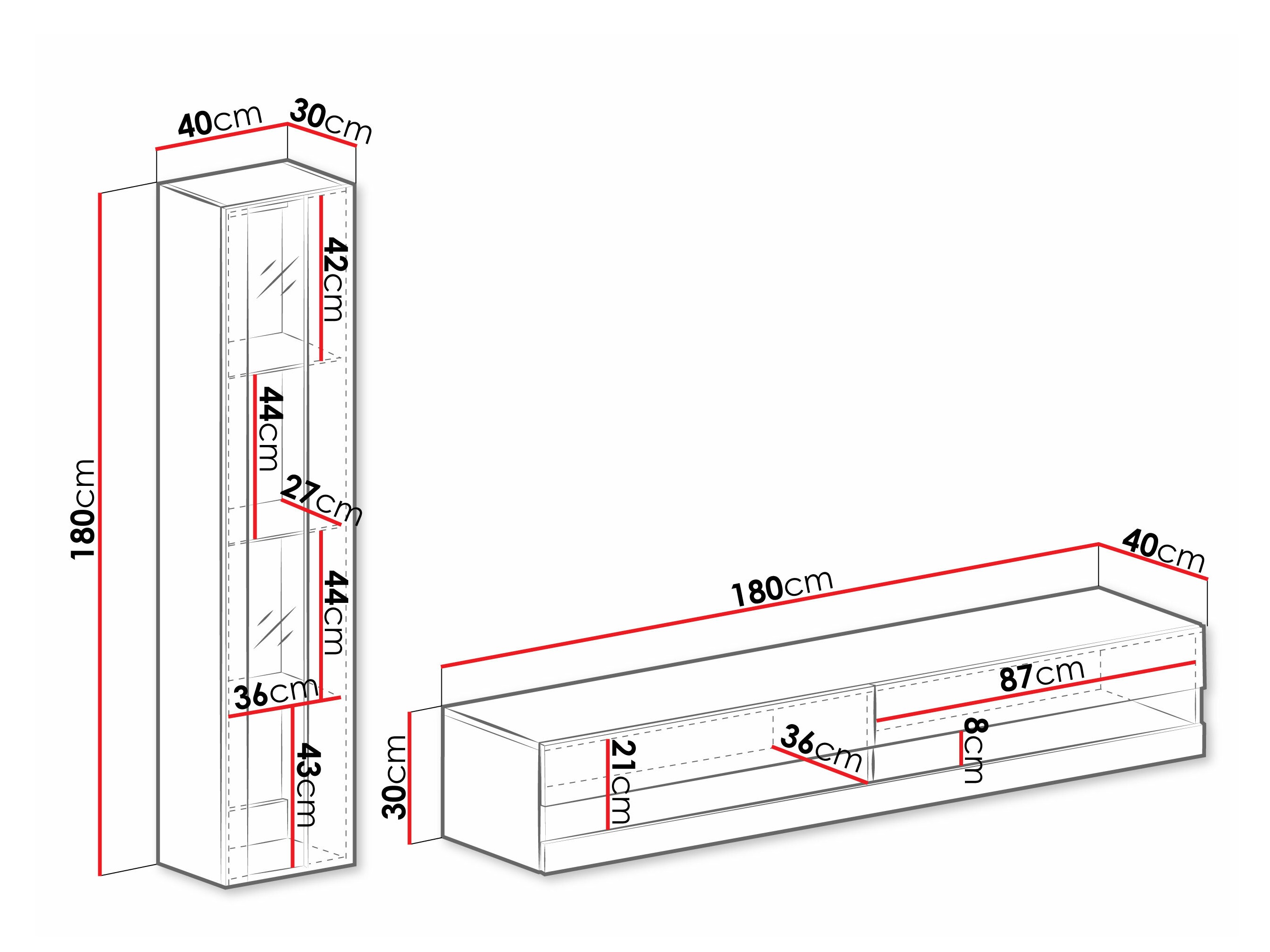 Wohnzimmer-Sets Vilrin VIII (Schwarz + Schwarz glänzend)