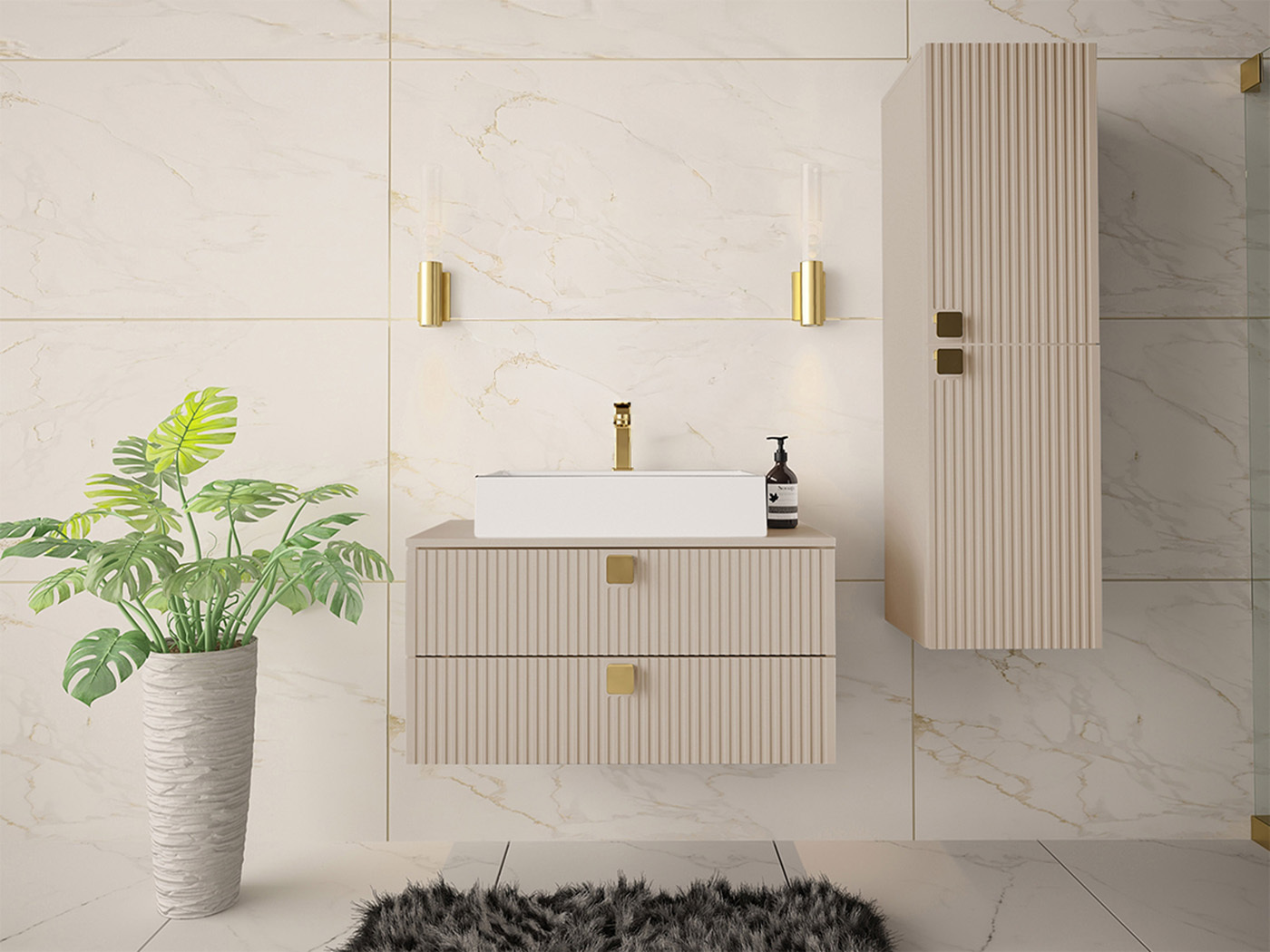Badezimmer-Set Panium (Hellbraun)