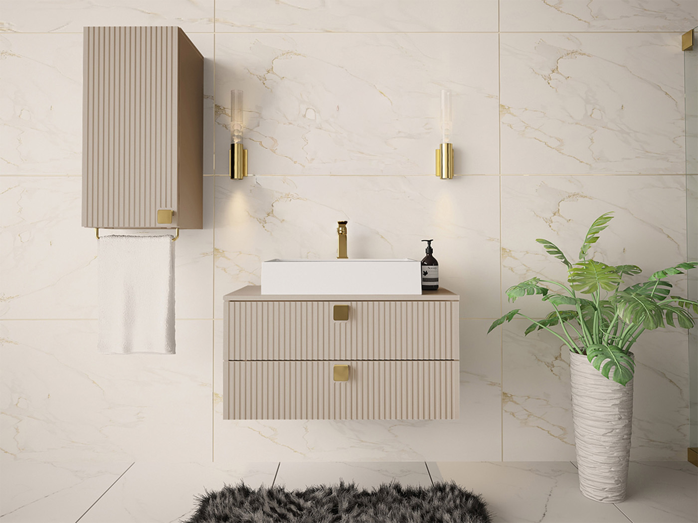 Badezimmer-Set Panium I (Hellbraun)