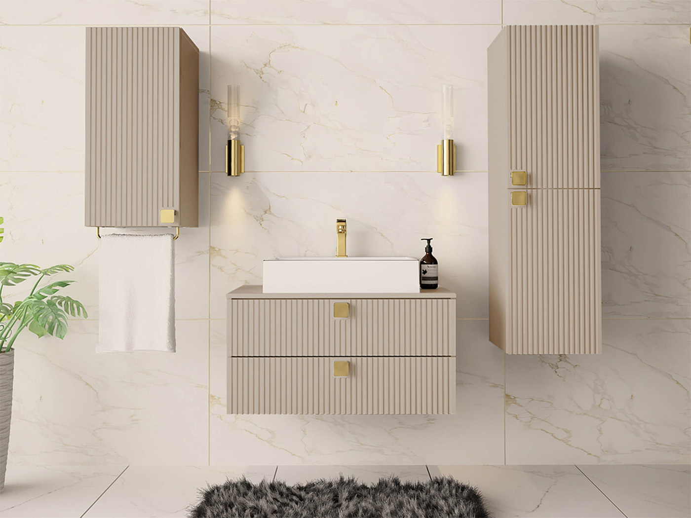Badezimmer-Set Panium II (Hellbraun)
