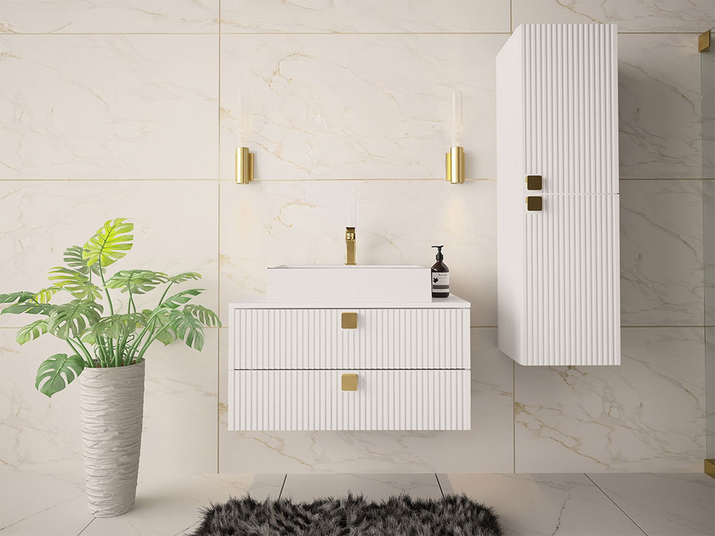 Badezimmer-Set Panium (Weiss)