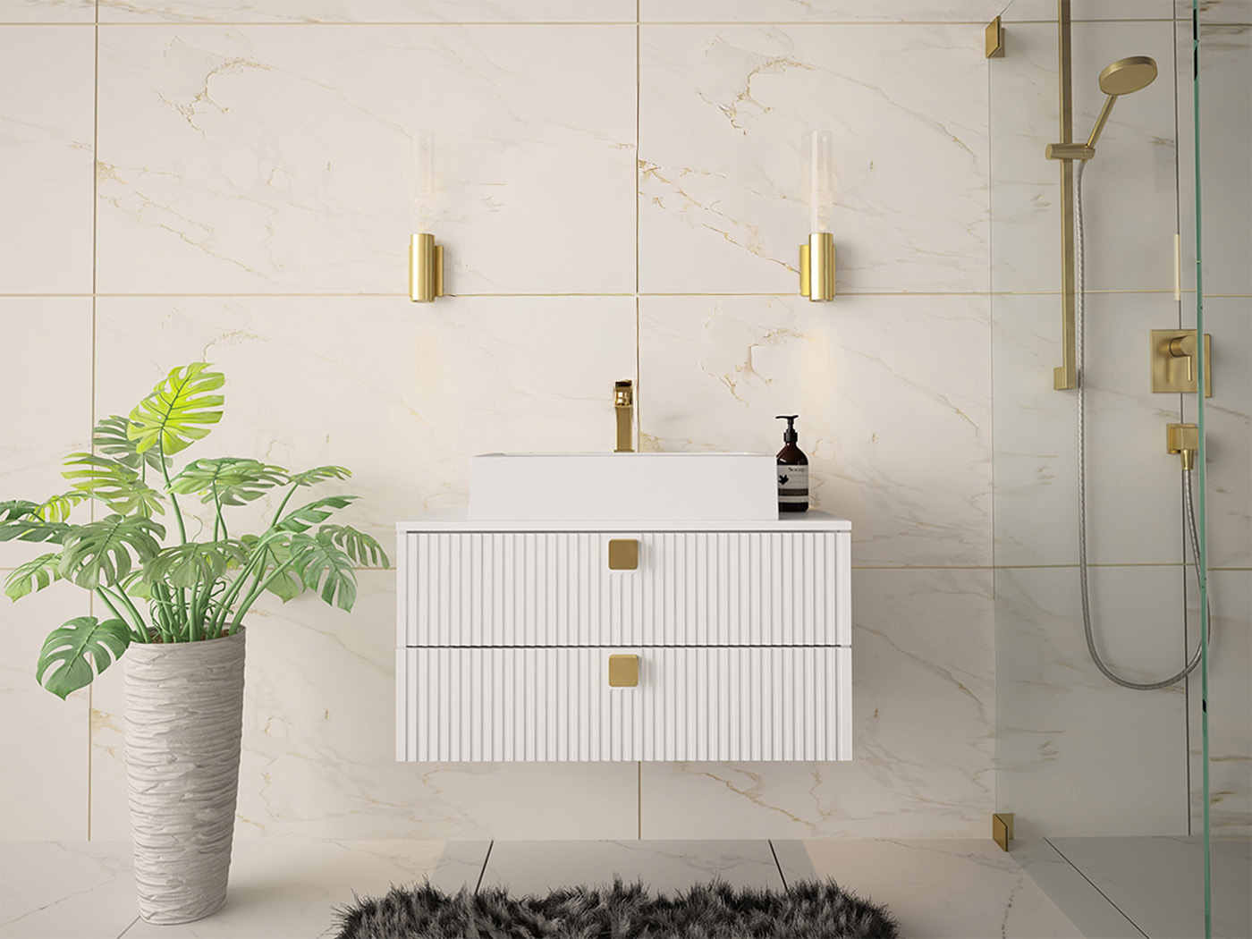 Hängeschrank für Waschbecken Panium (Weiss)