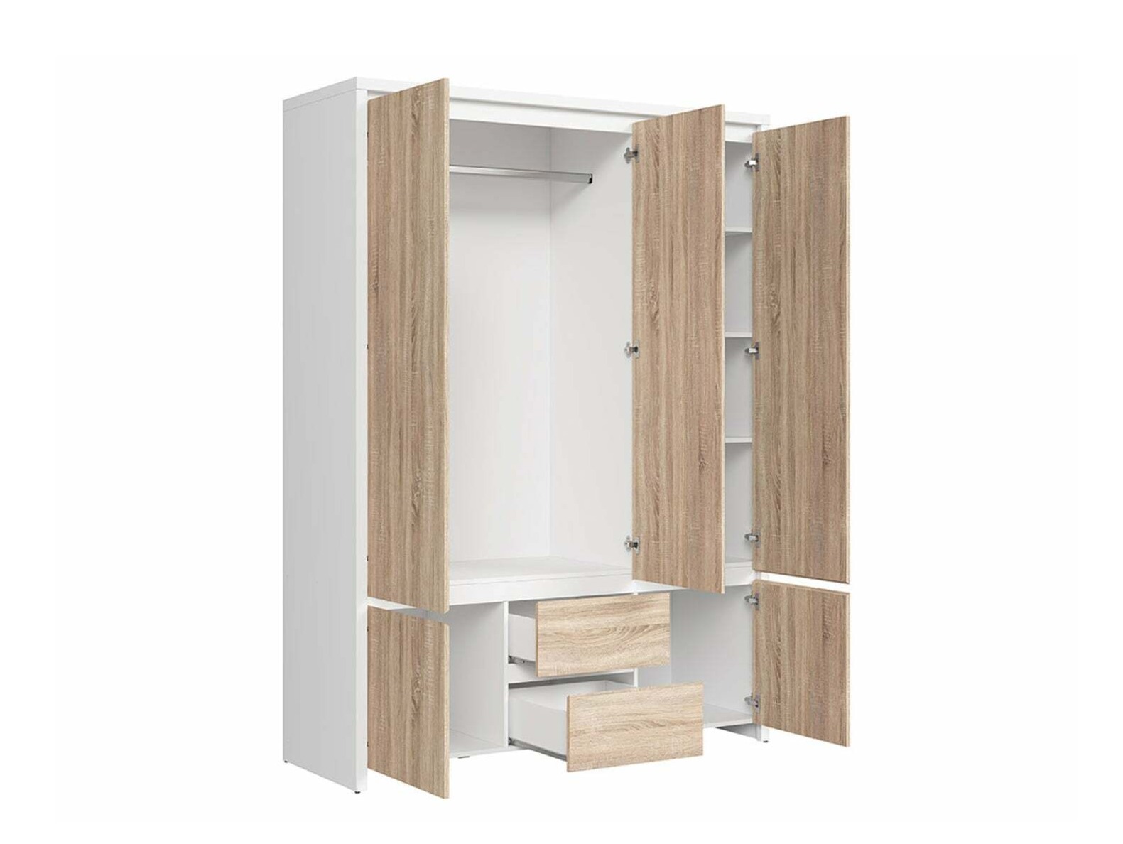Kleiderschrank Nolroma 118 (Weiss + Sonoma-Eiche)