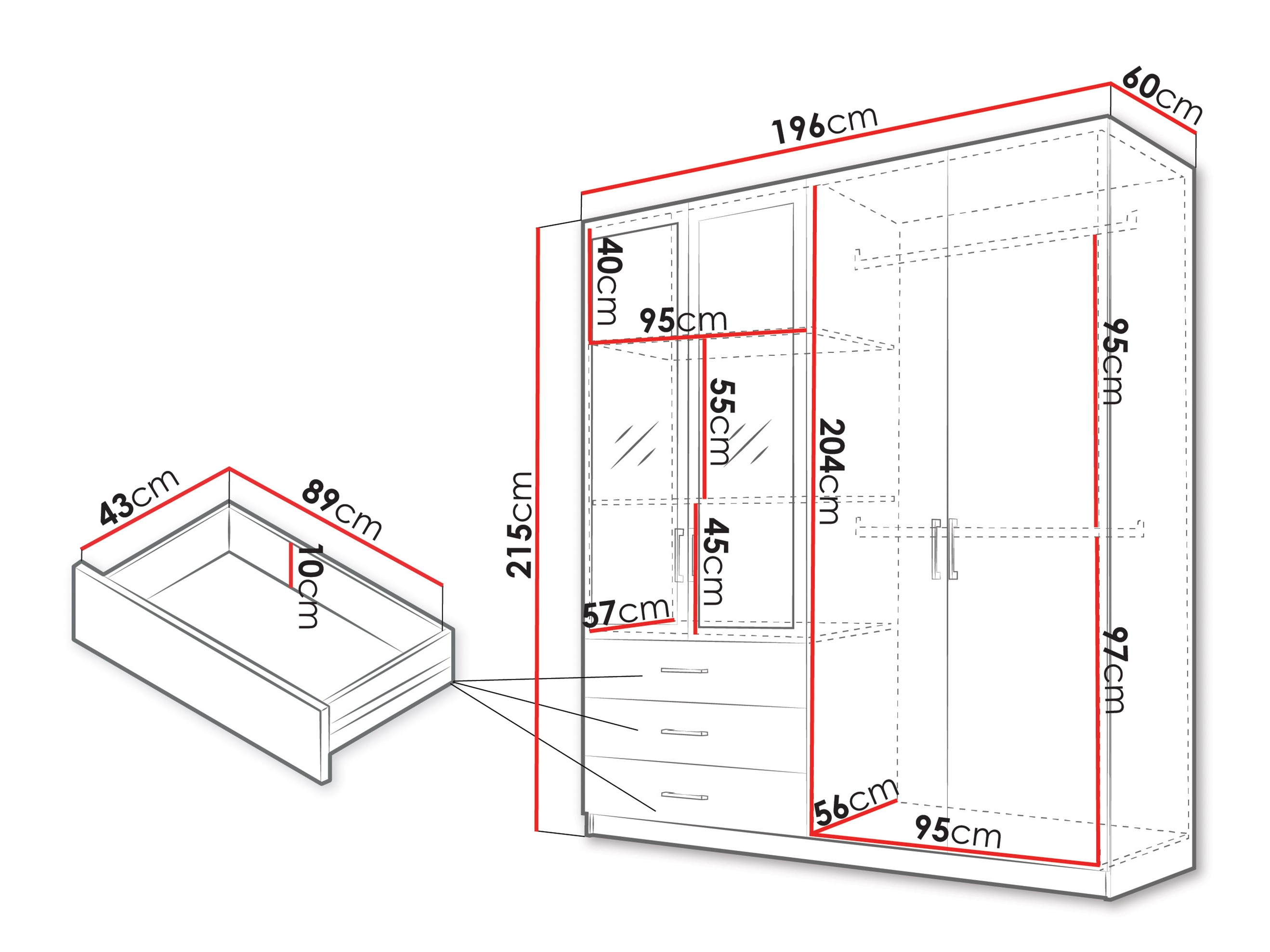 Kleiderschrank Fungar (Weiss)