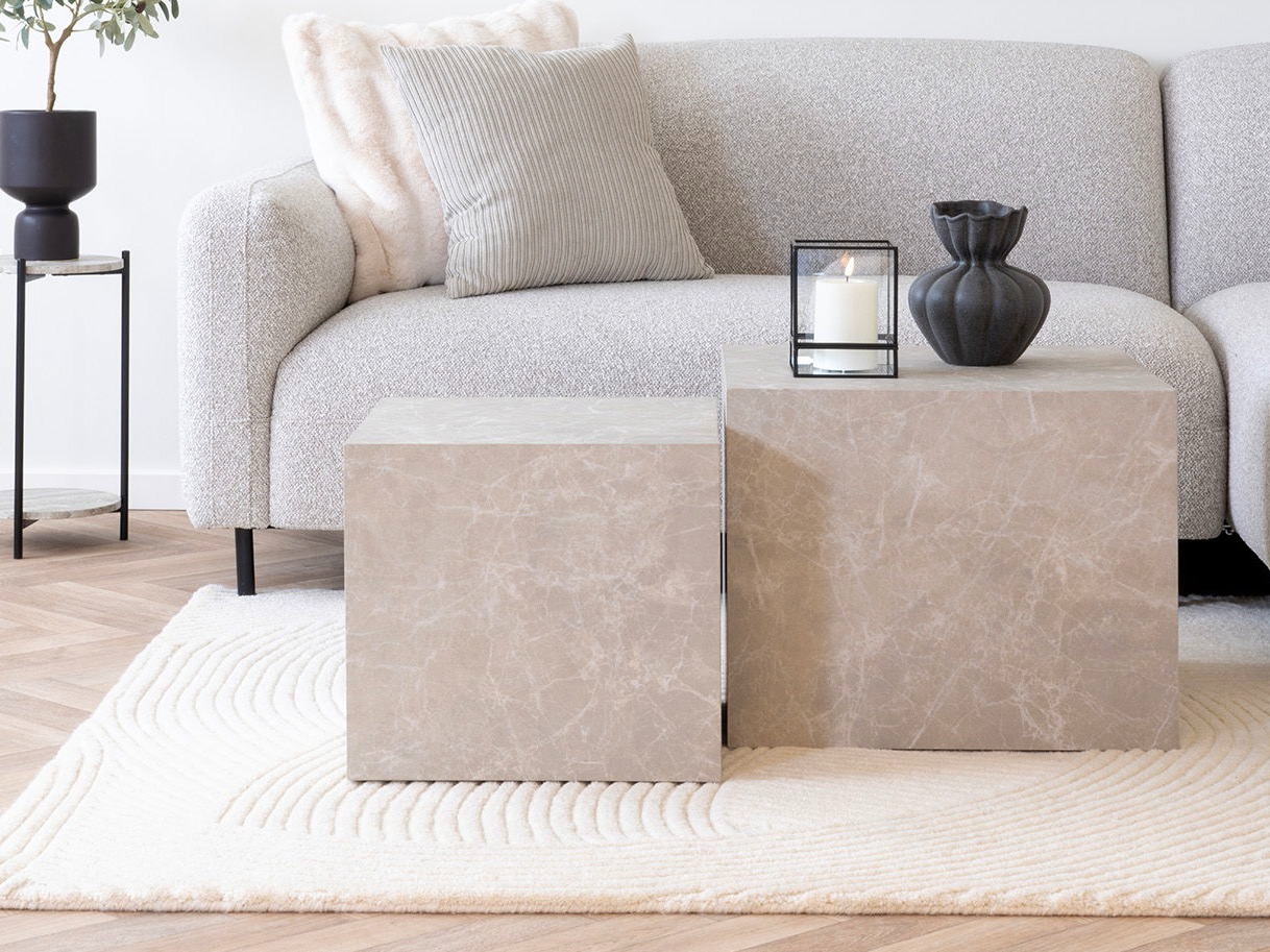 Couchtischset Catavie 103 (Beige + Grauer Marmor)