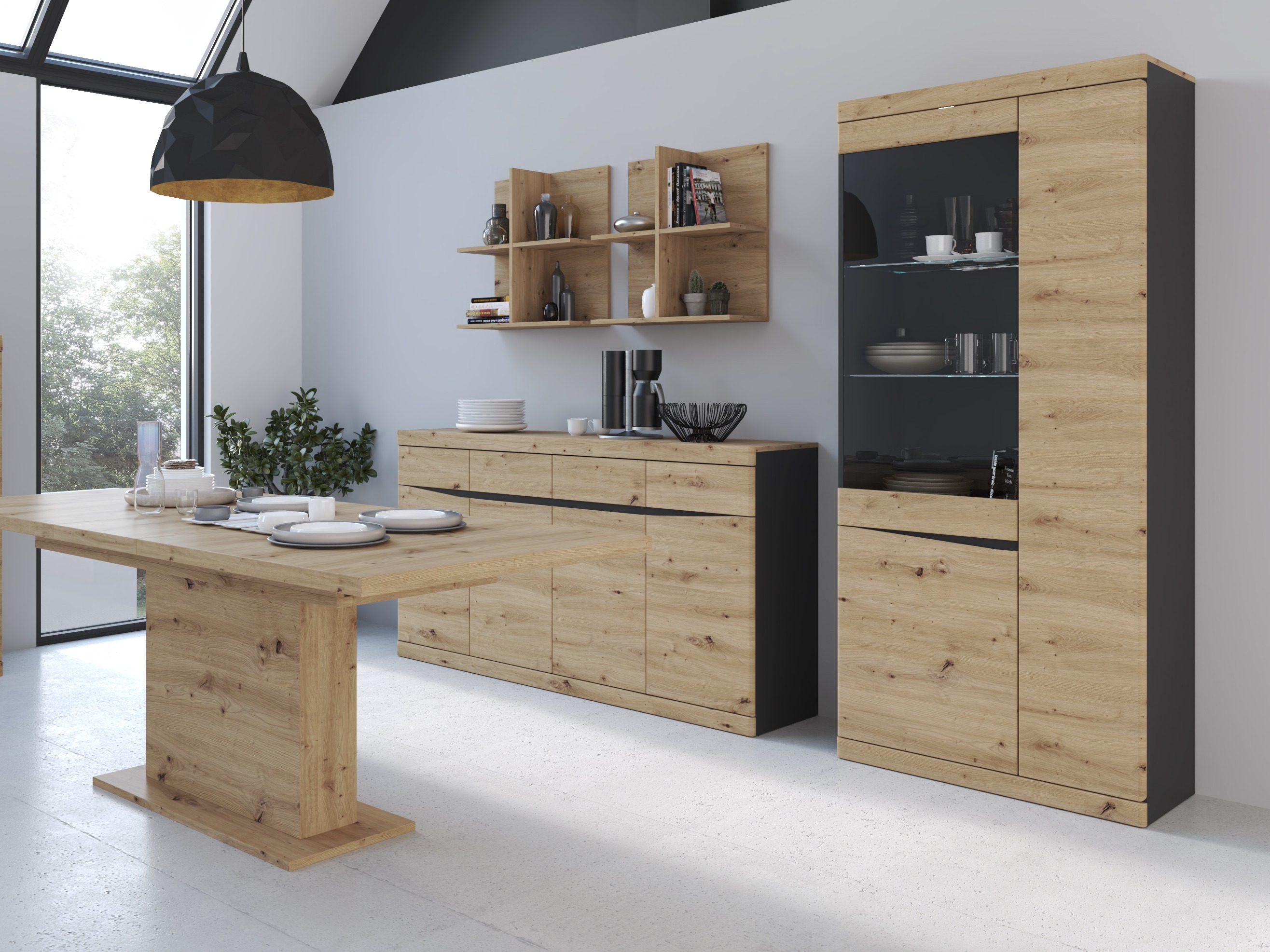 Regal Venlori 128 (Anthrazit + Artisan Eichenholzoptik)