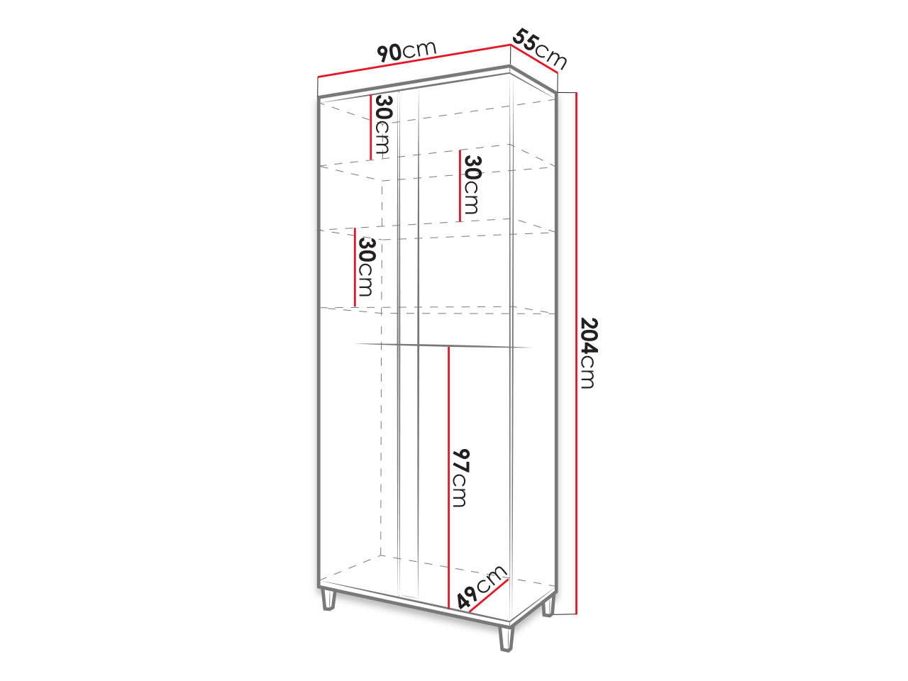 Kleiderschrank Livseri 114 (Weiss + Weiss glänzend + Helles Holz)