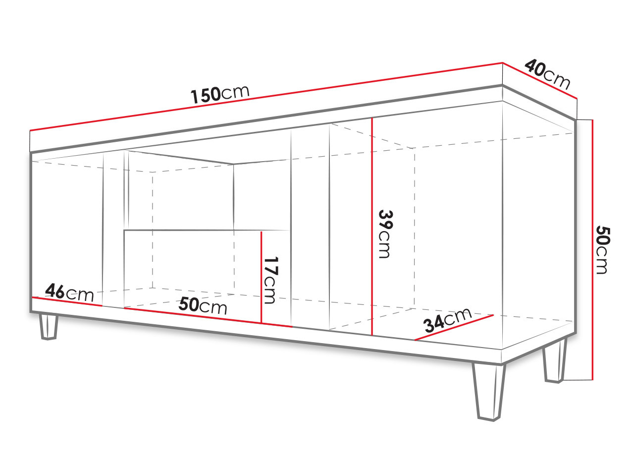 TV-Möbel Livseri 113 (Weiss + Weiss glänzend + Helles Holz)