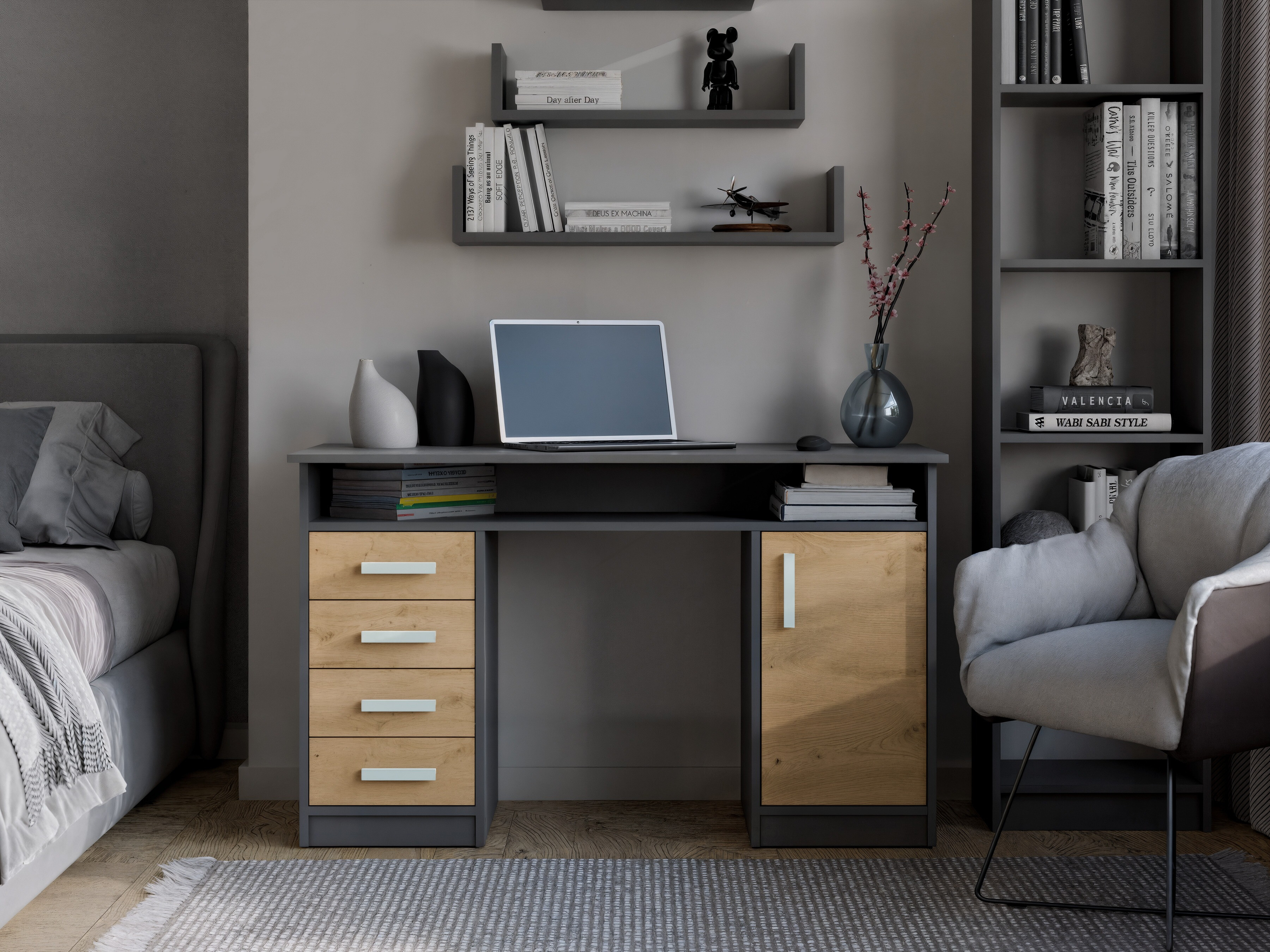 Bürotisch Mandeville 329 (Artisan Eichenholzoptik + Anthrazit)
