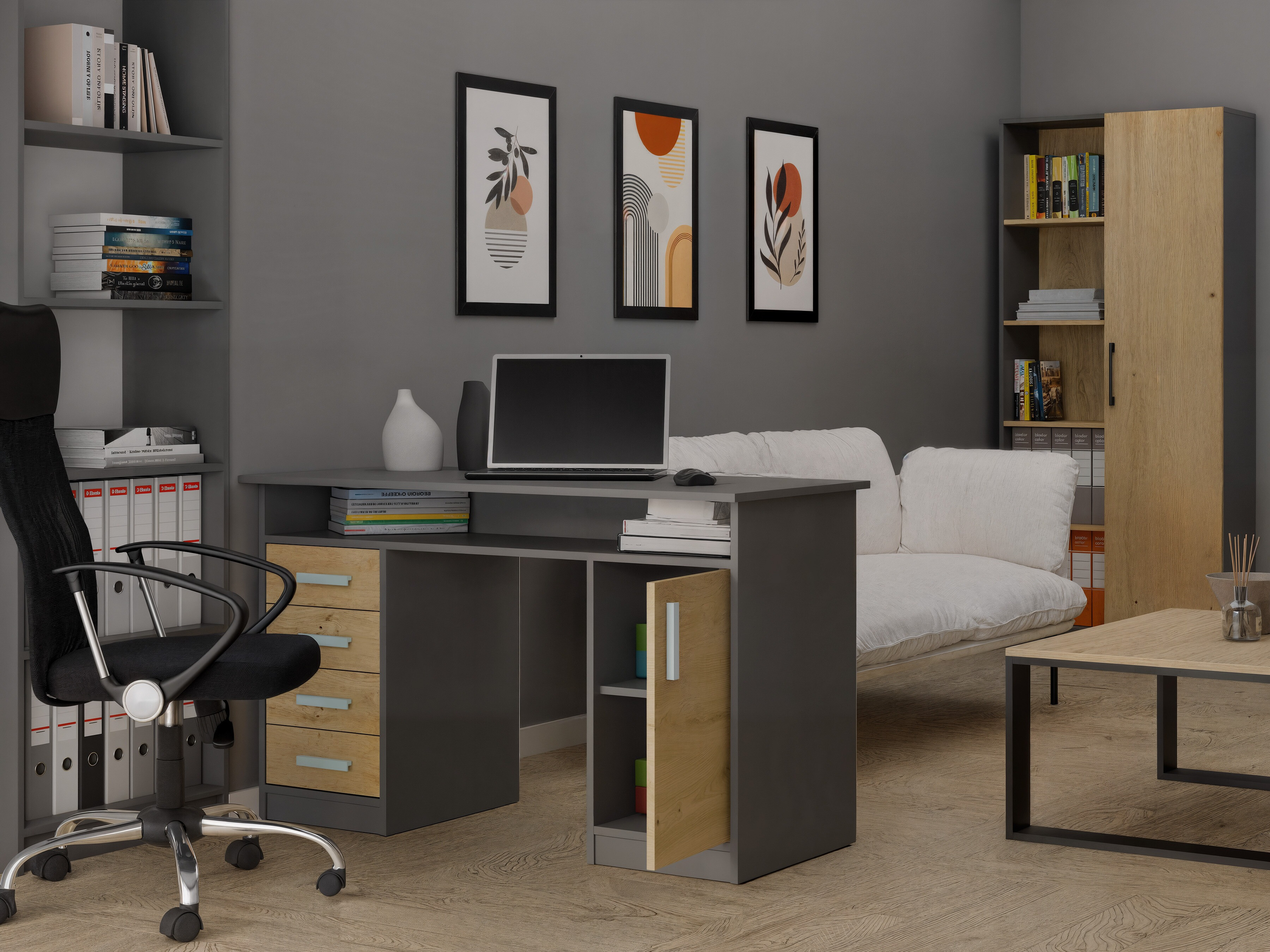 Bürotisch Mandeville 329 (Artisan Eichenholzoptik + Anthrazit)
