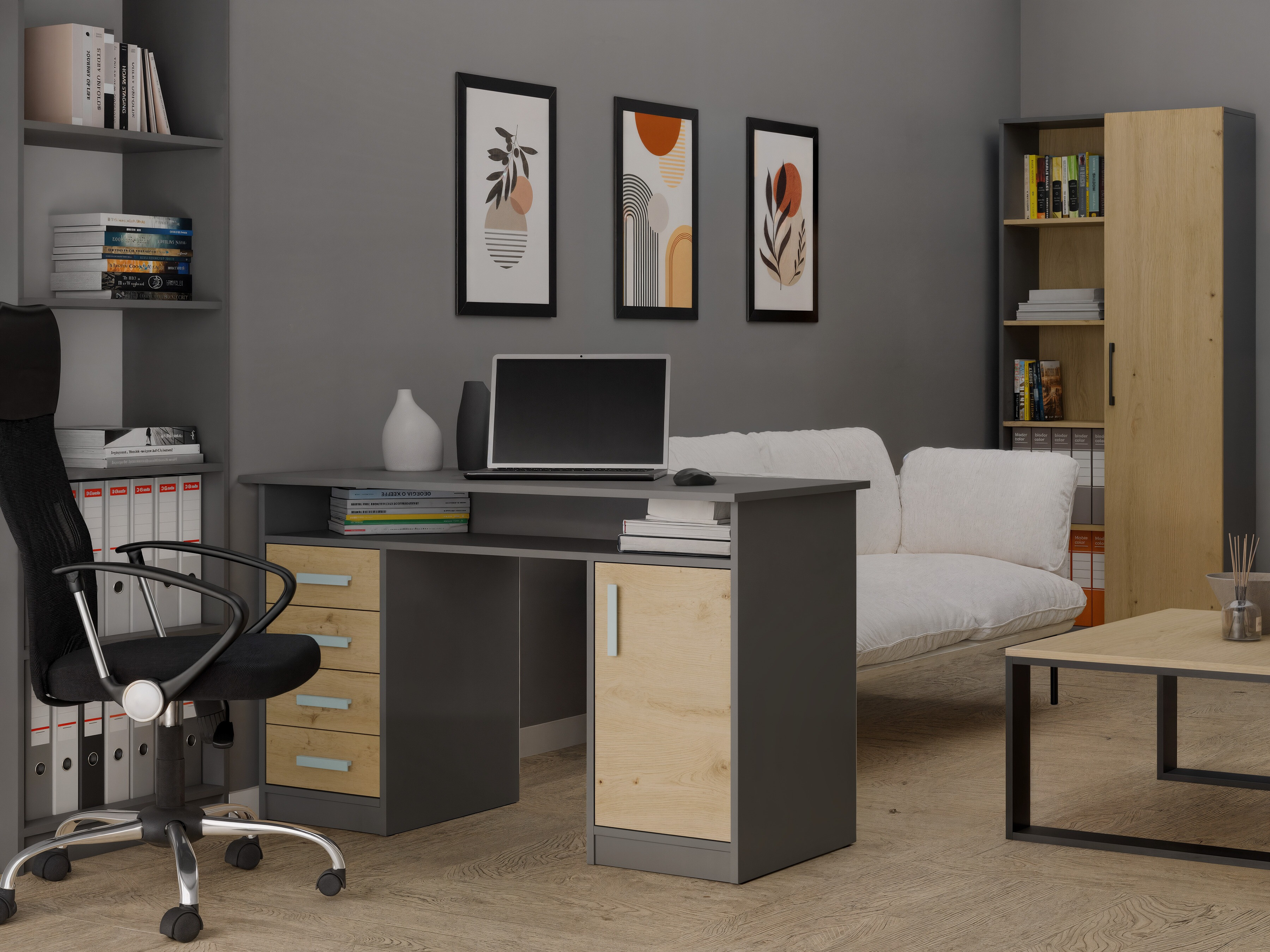 Bürotisch Mandeville 329 (Artisan Eichenholzoptik + Anthrazit)