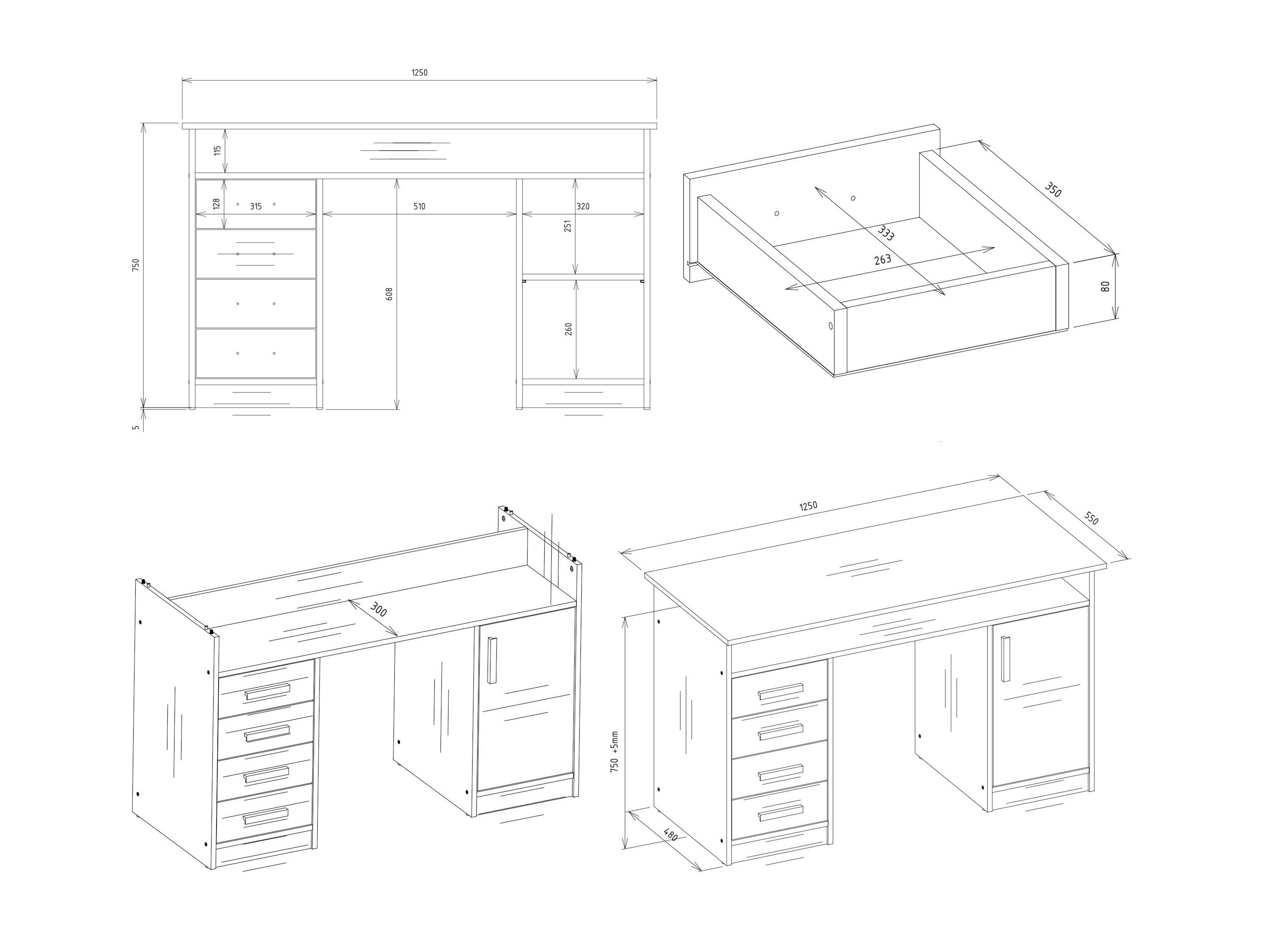 Bürotisch Mandeville 329 (Artisan Eichenholzoptik + Anthrazit)