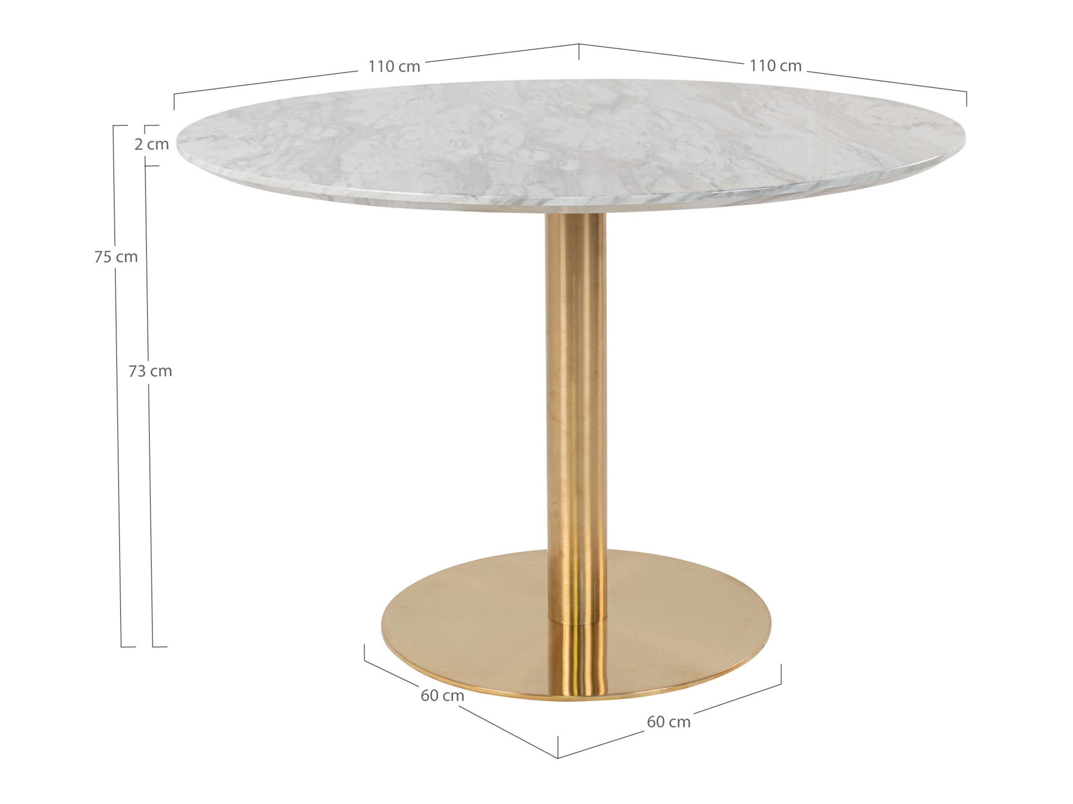 Tisch Elbelia 103 (Gold + Weisser Marmor)