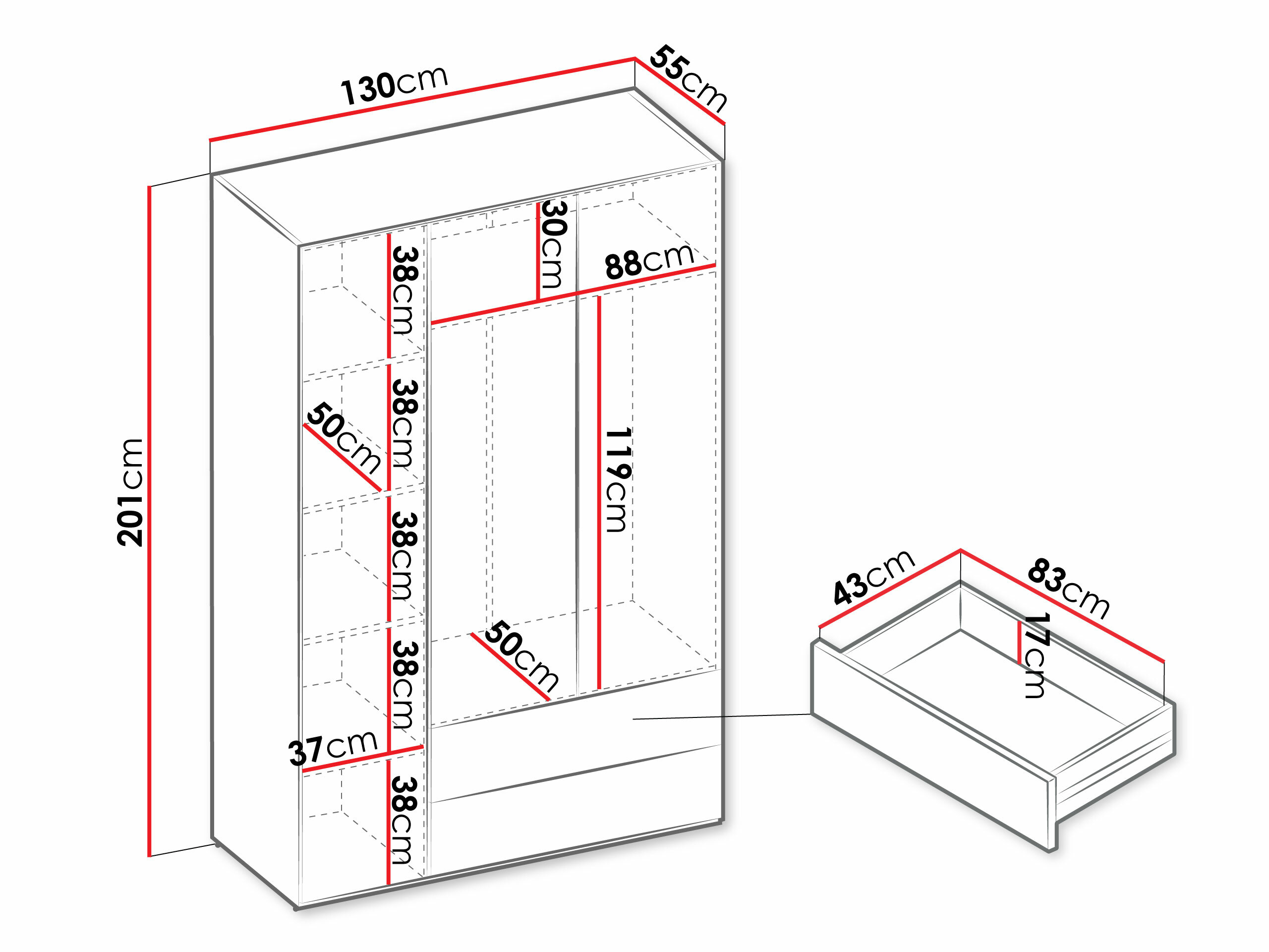 Kleiderschrank Tivseva 100