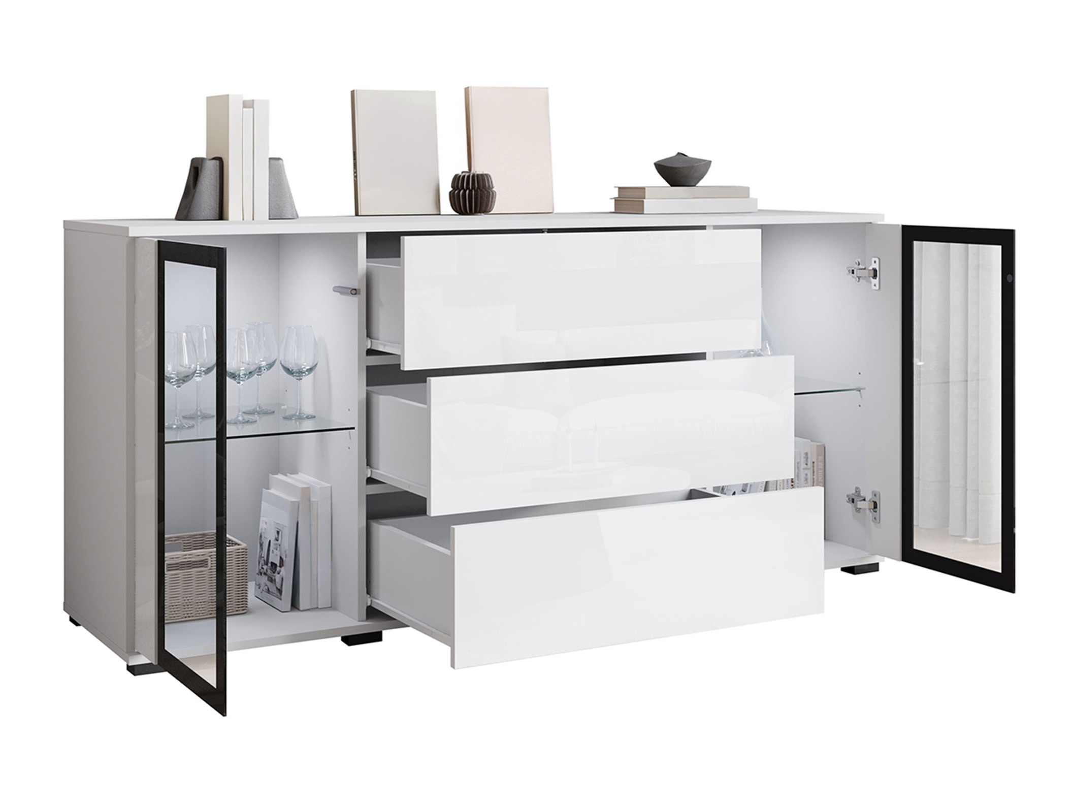 Kommoden Torcame 101 (Wotan Eiche + Weiss glänzend)