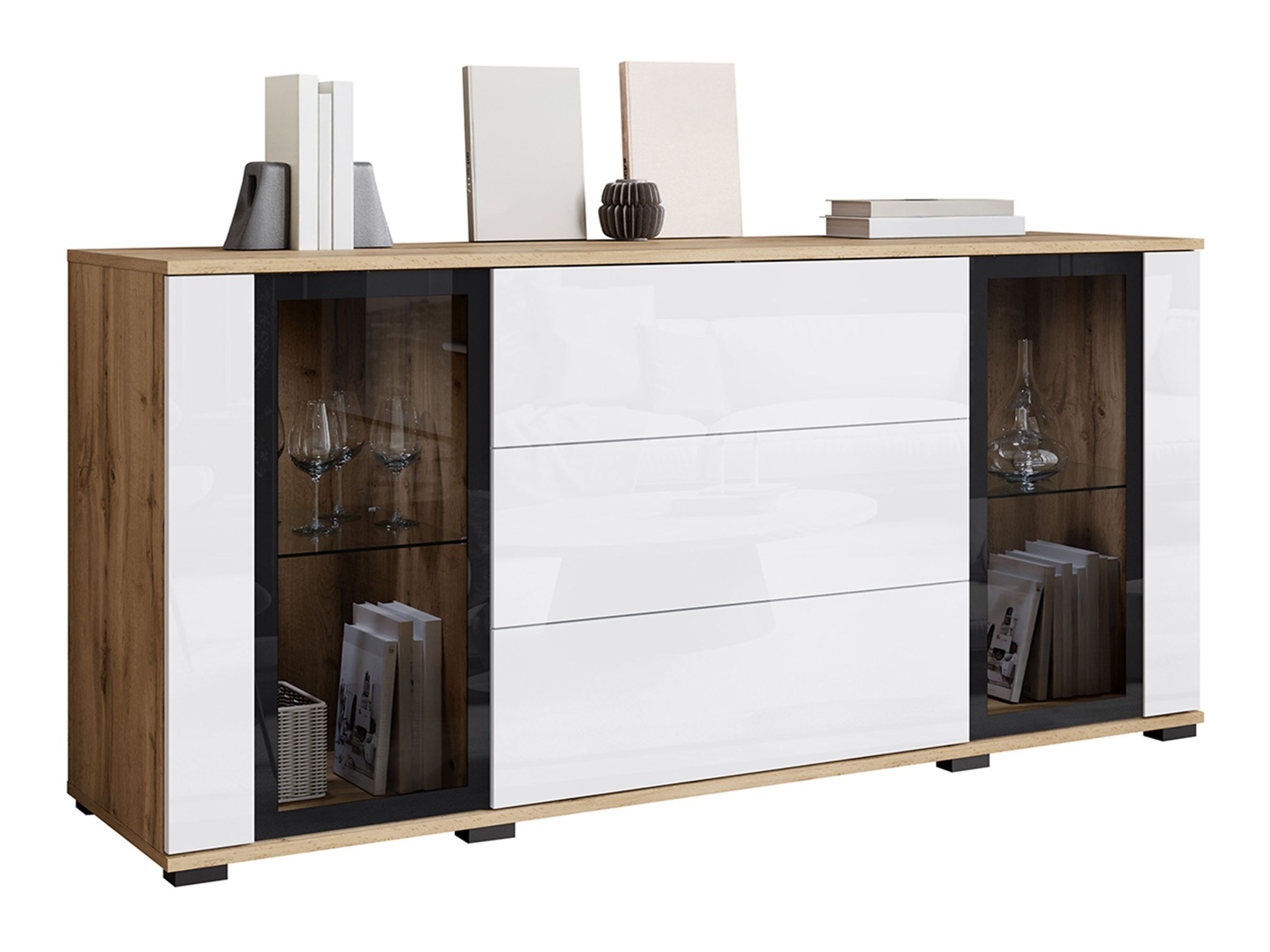 Kommoden Torcame 101 (Wotan Eiche + Weiss glänzend)