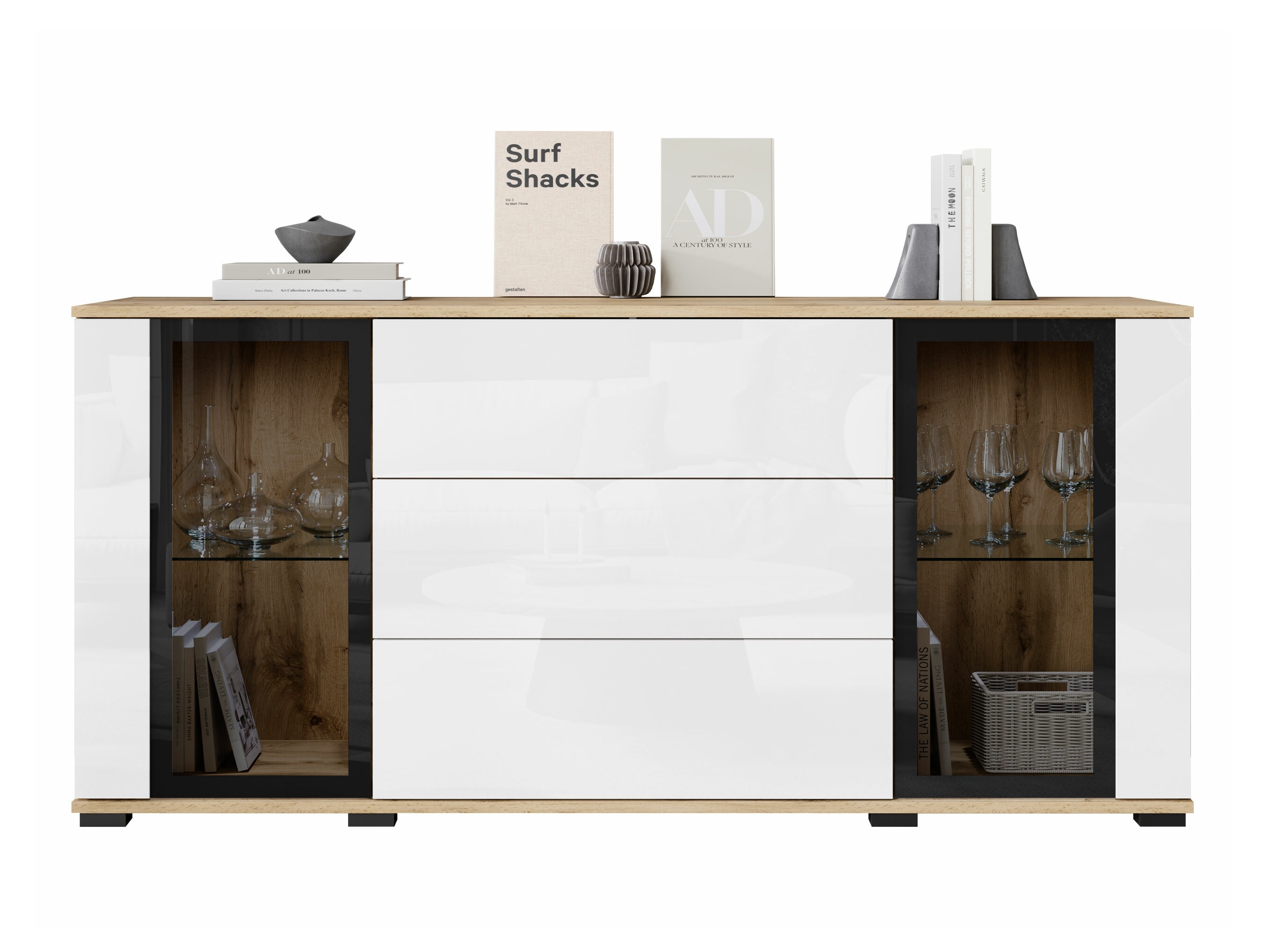 Kommoden Torcame 101 (Wotan Eiche + Weiss glänzend)