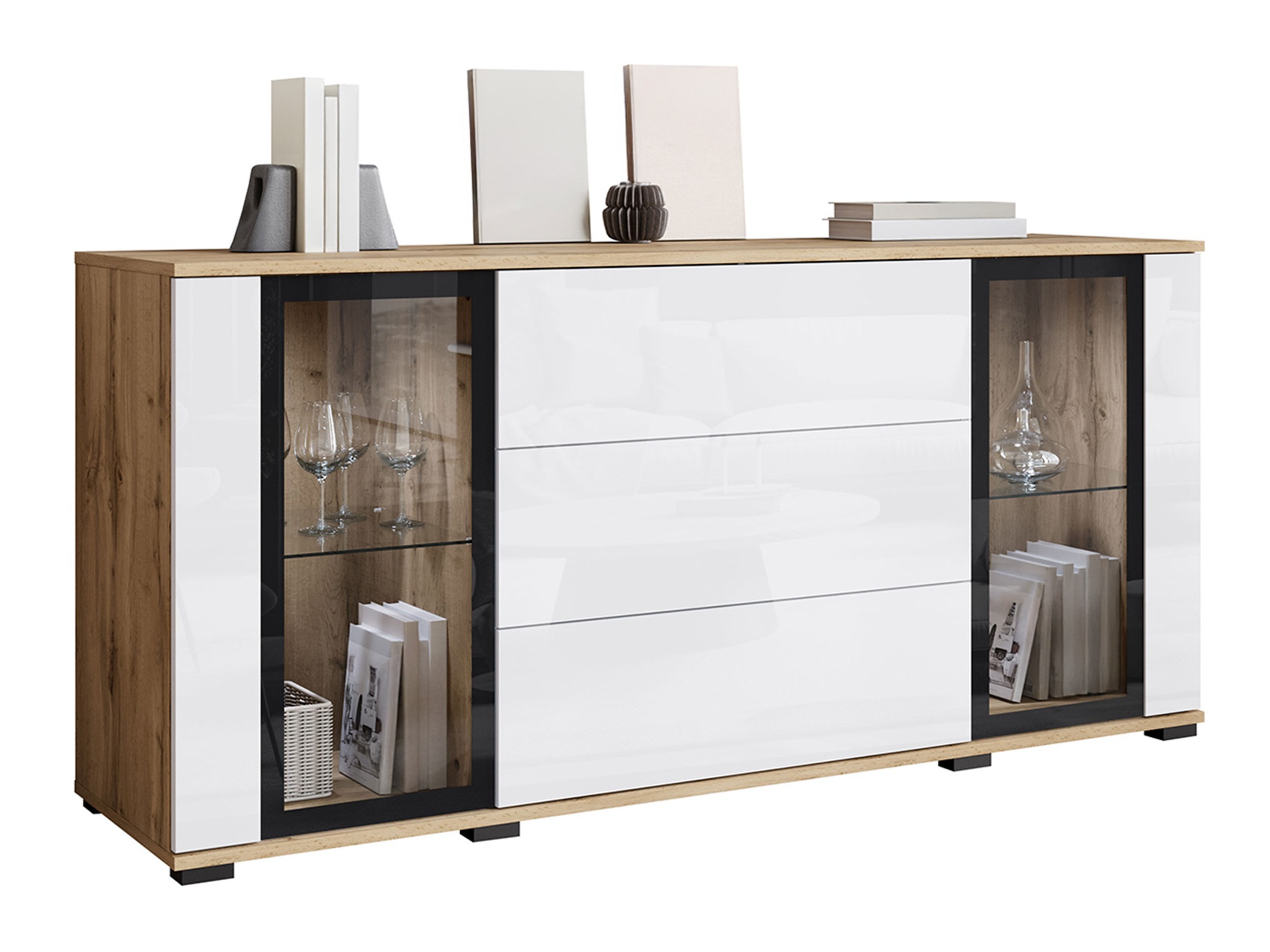 Kommoden Torcame 101 (Wotan Eiche + Weiss glänzend)