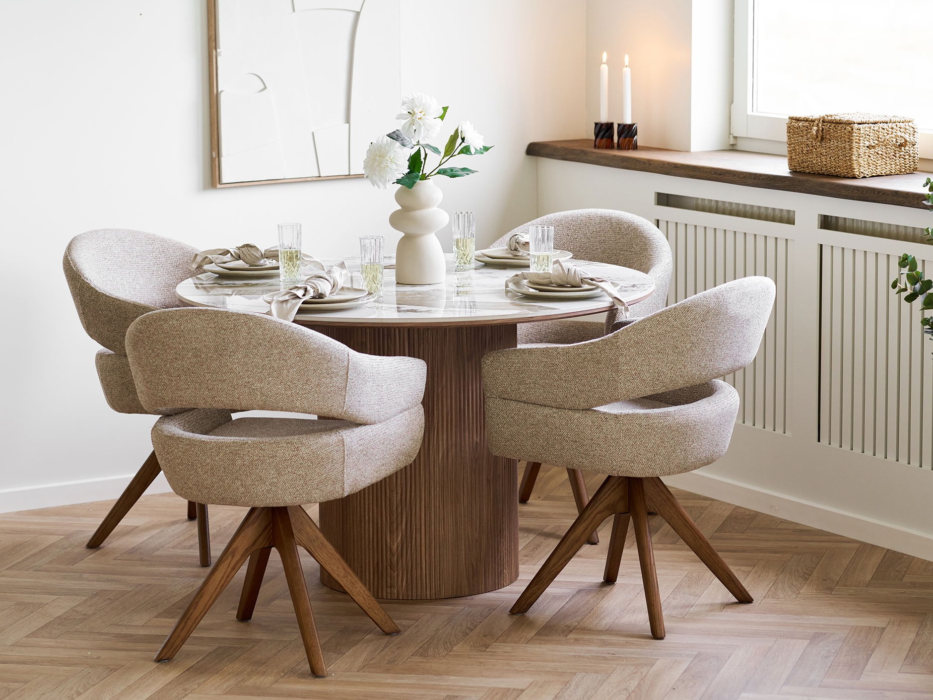 Stuhl Brea 239 (Beige + Eichenholzoptik dunkel)