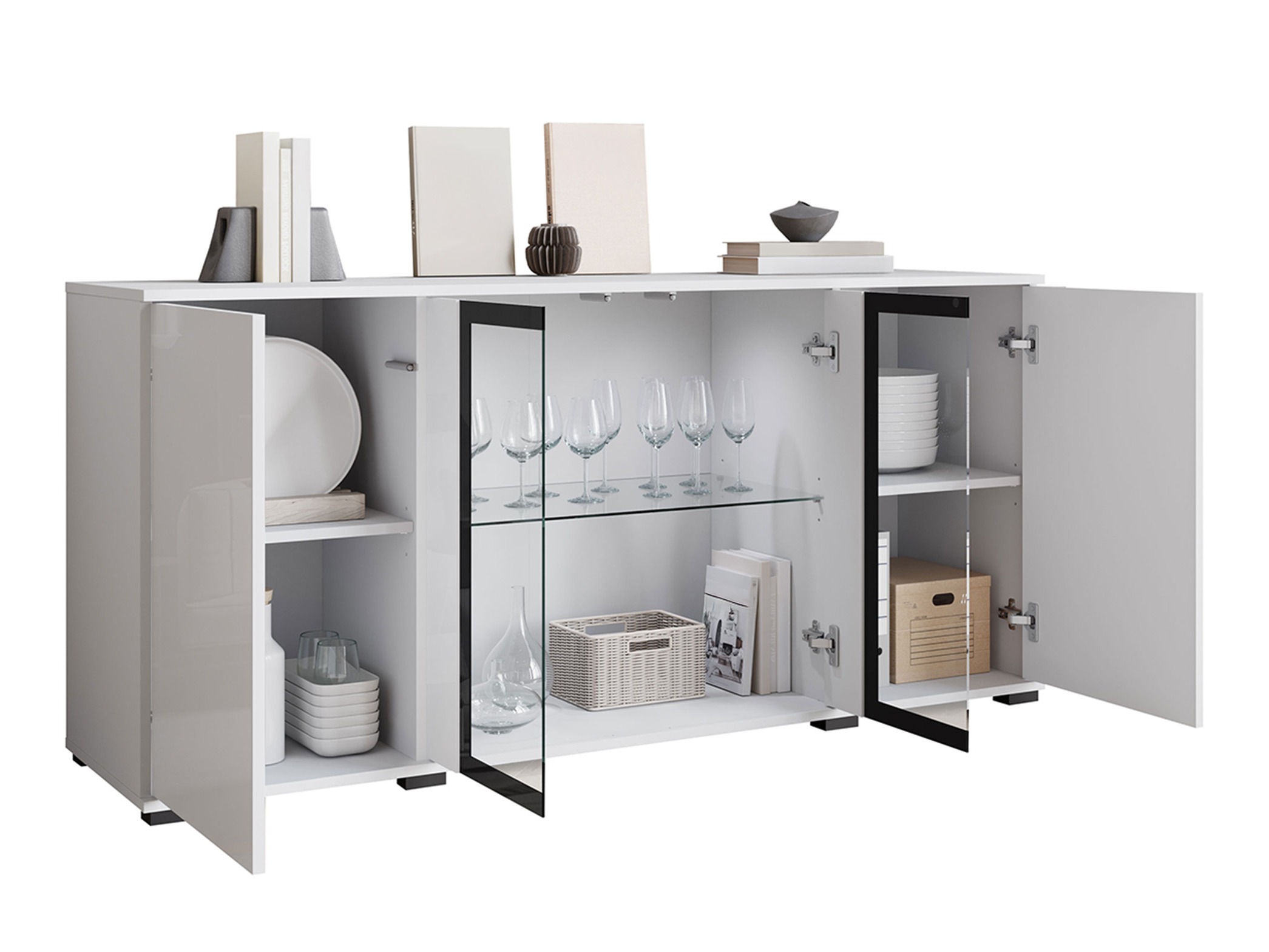 Sideboard Torcame 102 (Wotan Eiche + Weiss glänzend)