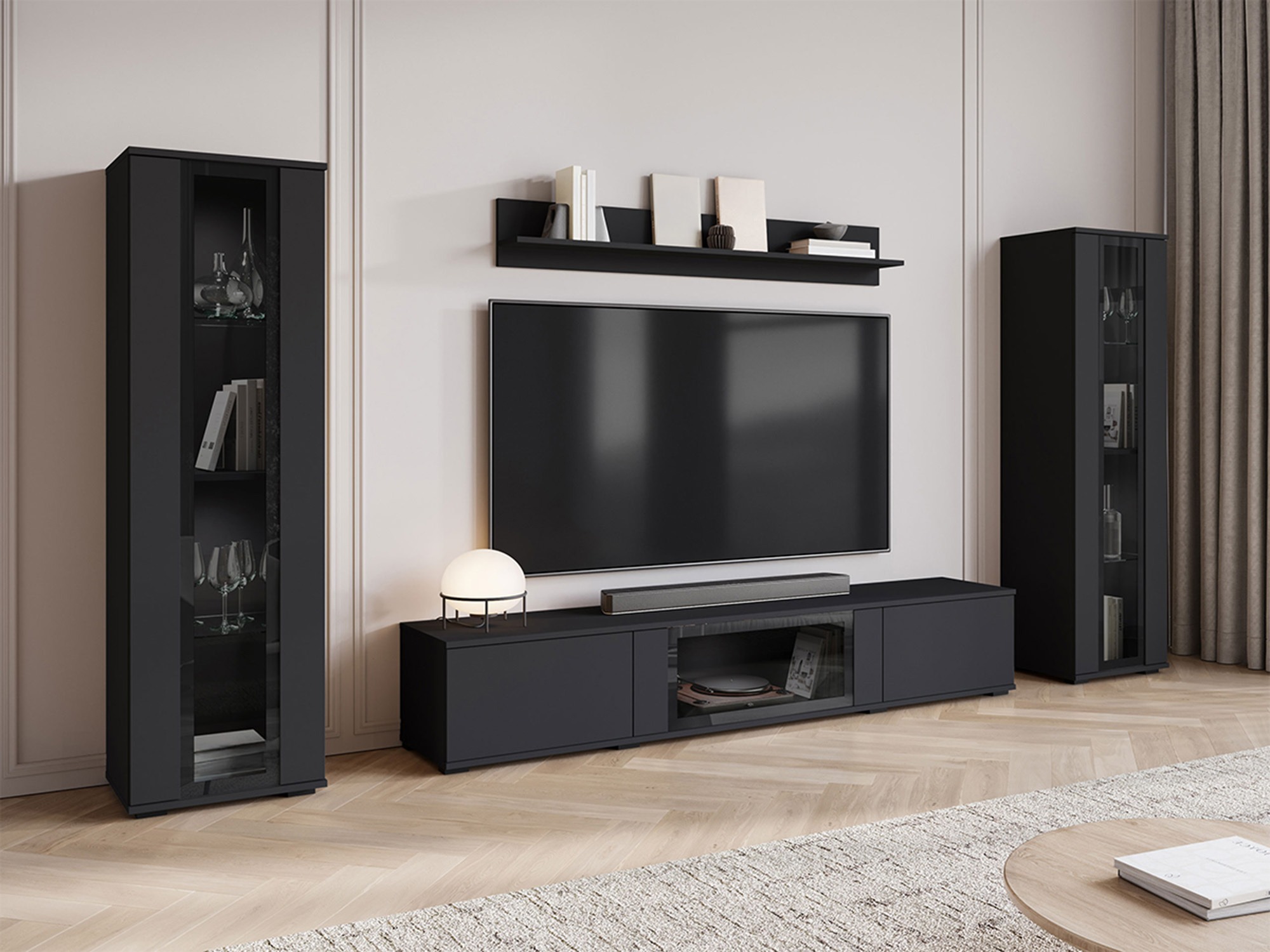 Wohnzimmer-Set Torcame 103 (Schwarz)