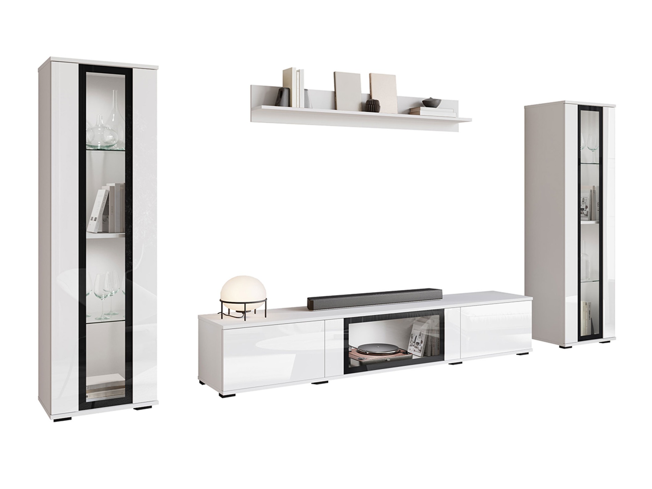 Wohnzimmer-Set Torcame 103 (Weiss + Weiss glänzend)