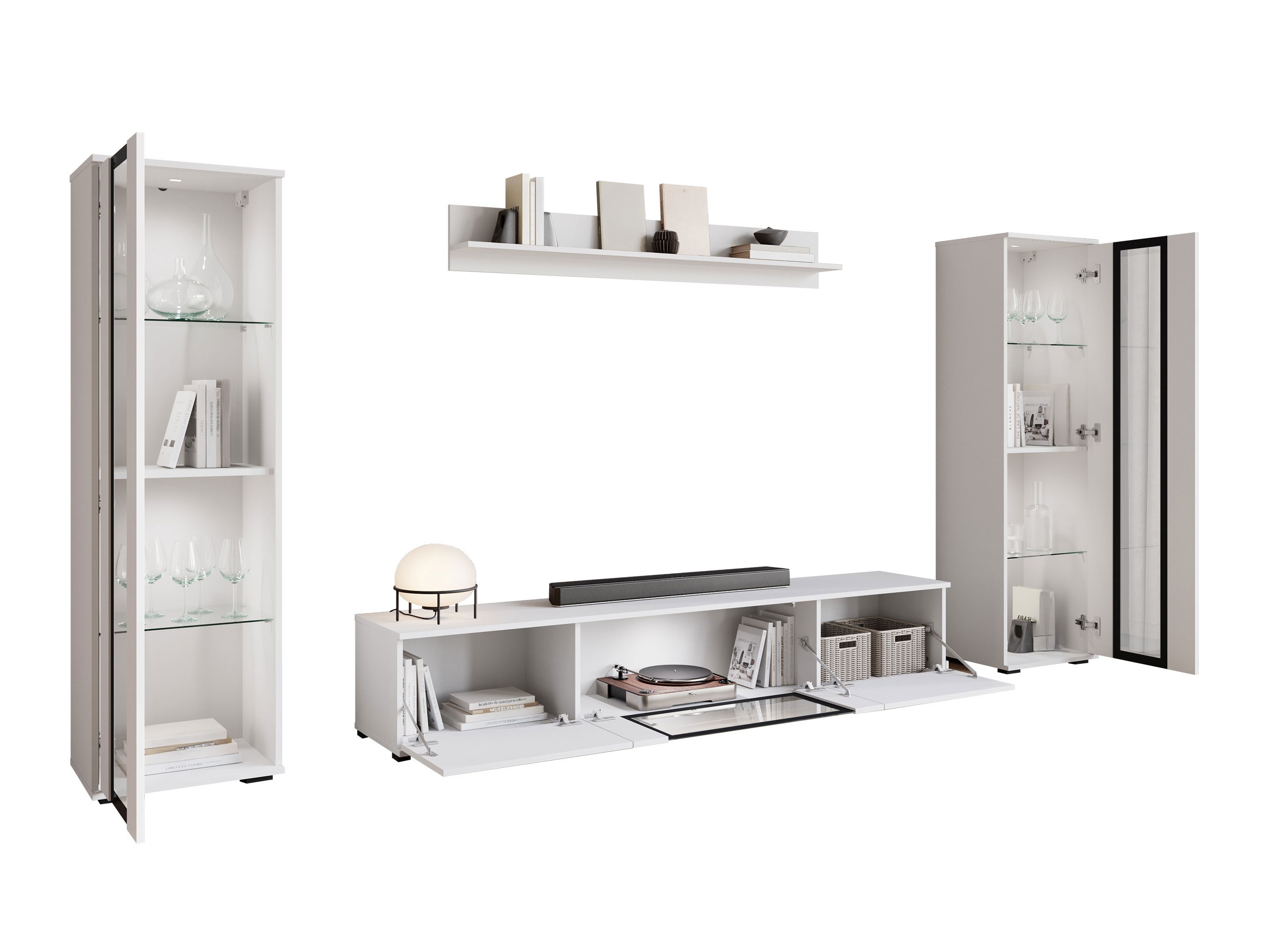 Wohnzimmer-Sets Torcame 103 (Weiss + Weiss glänzend)