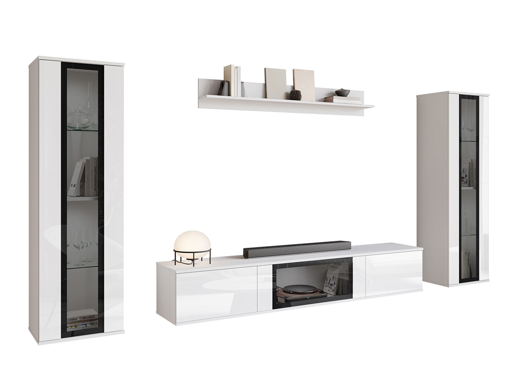 Wohnzimmer-Sets Torcame 103 (Weiss + Weiss glänzend)