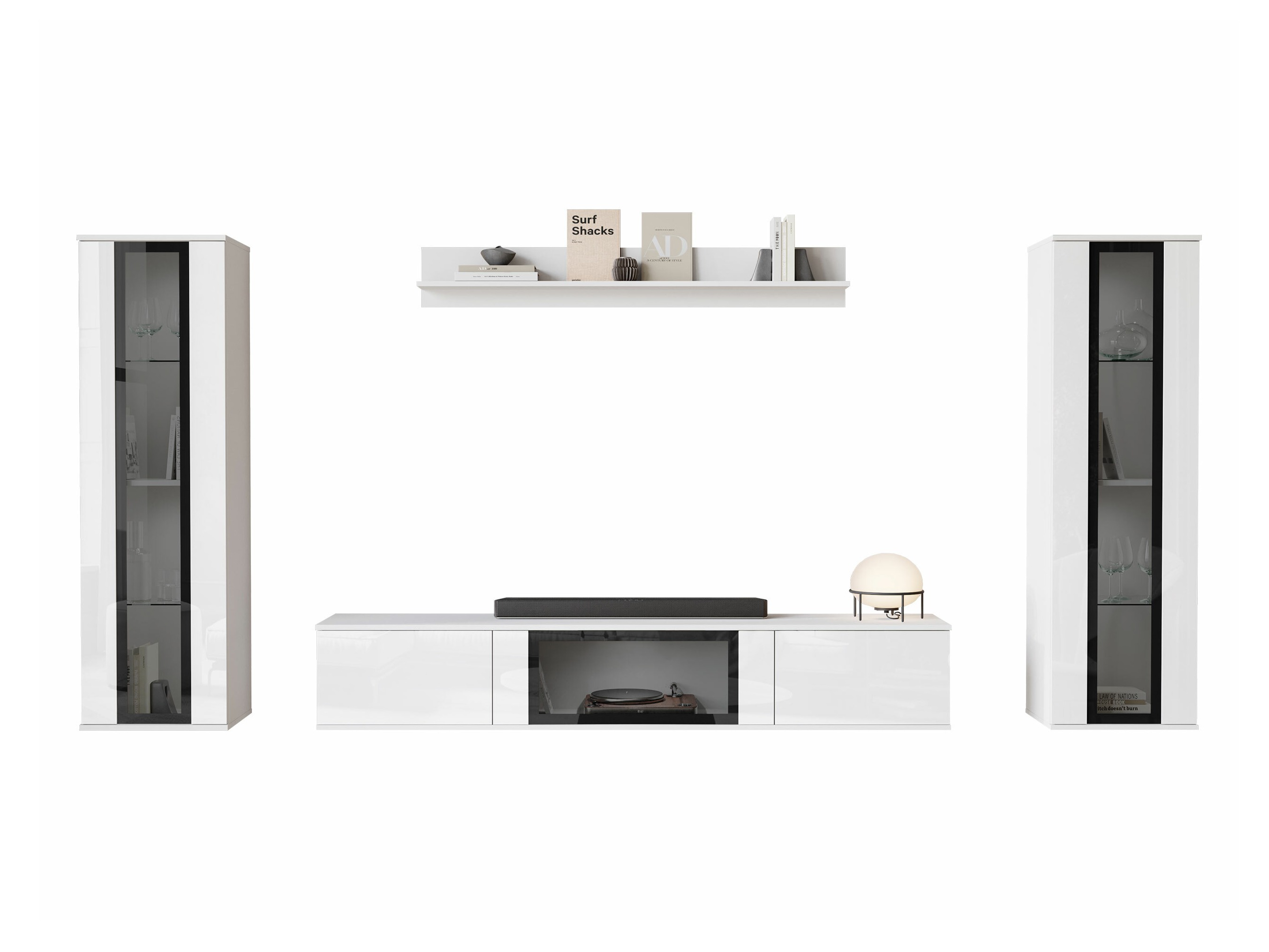 Wohnzimmer-Sets Torcame 103 (Weiss + Weiss glänzend)