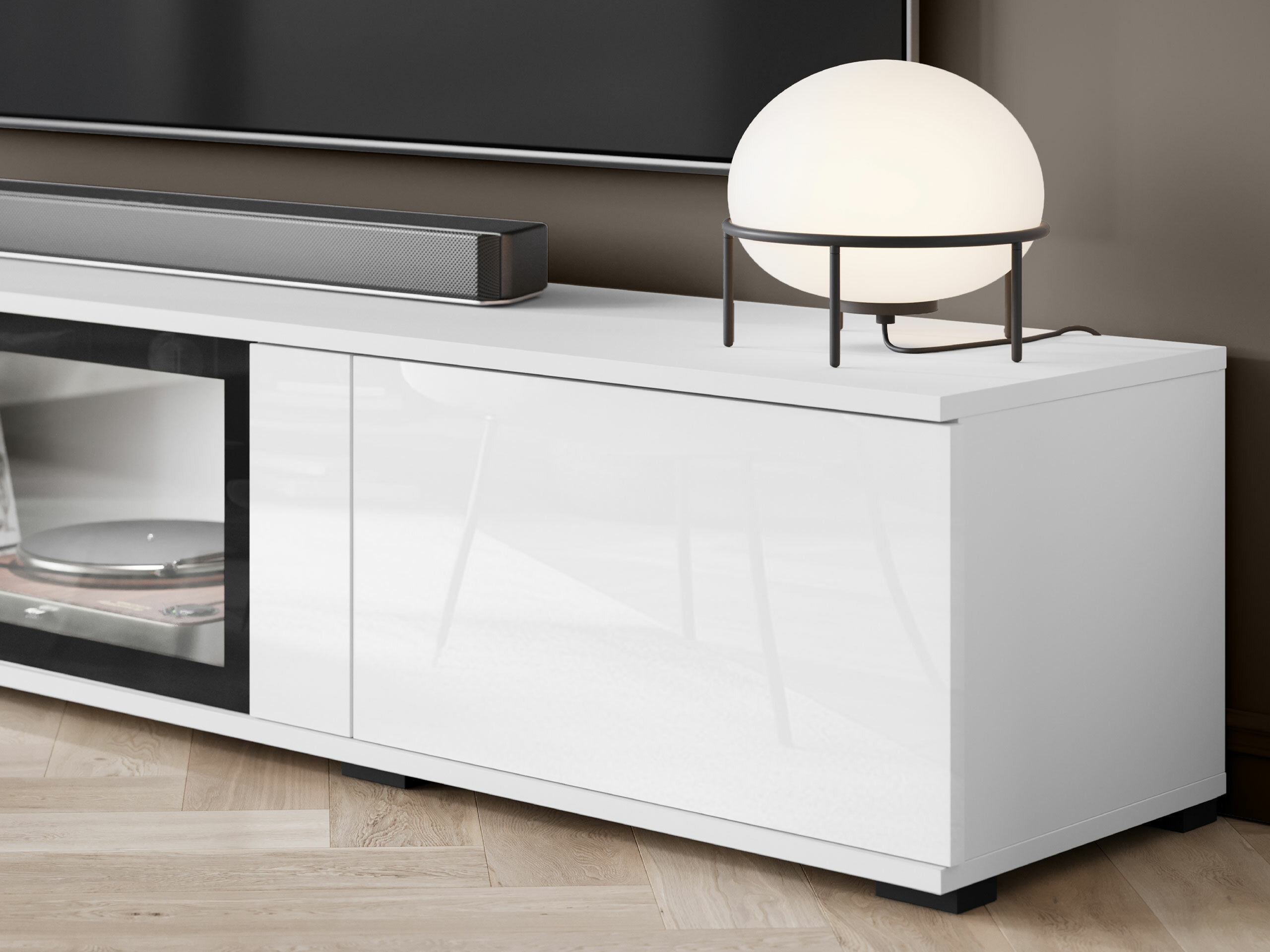 Wohnzimmer-Sets Torcame 103 (Weiss + Weiss glänzend)