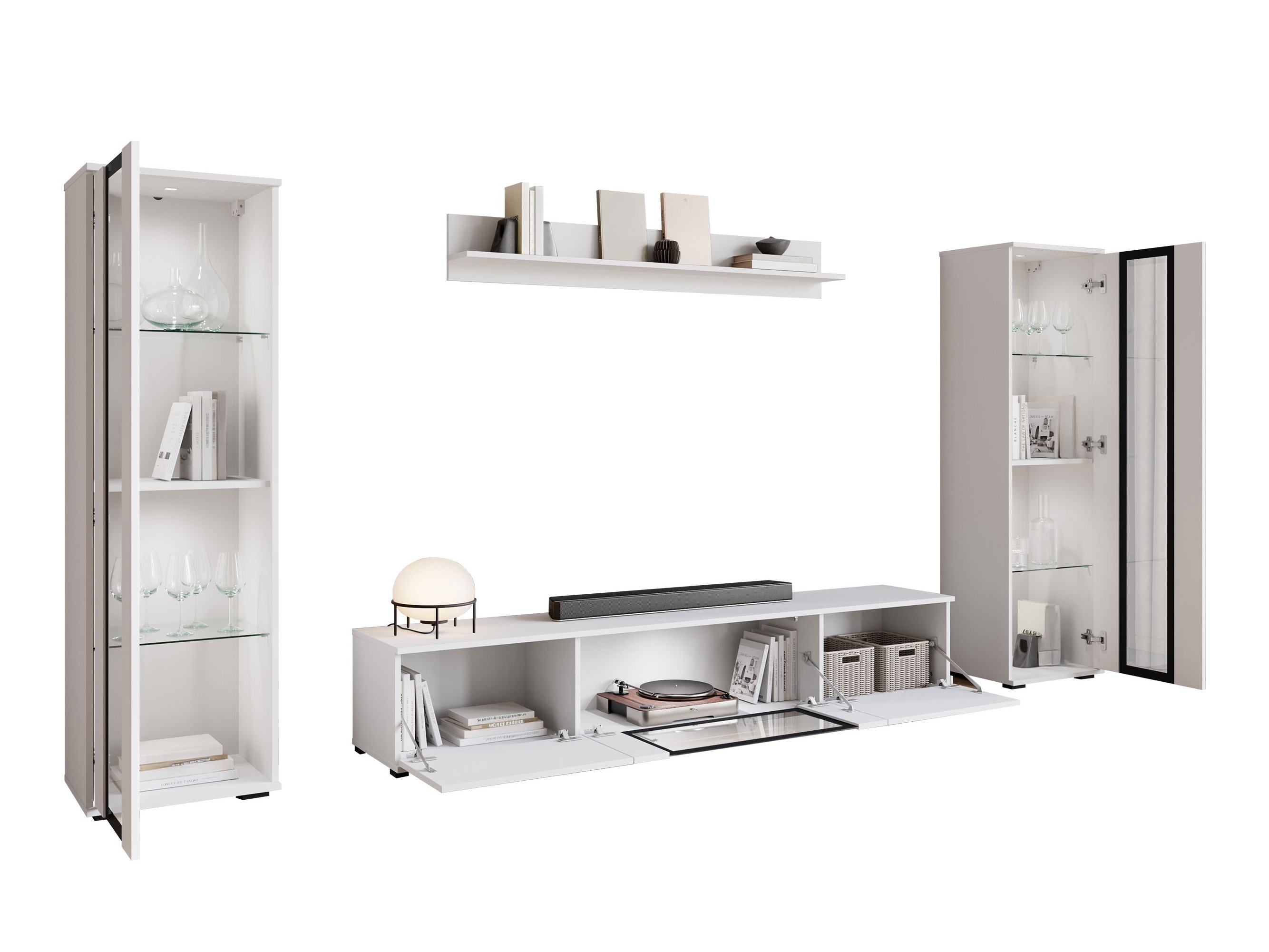 Wohnzimmer-Sets Torcame 103 (Wotan Eiche + Weiss glänzend)