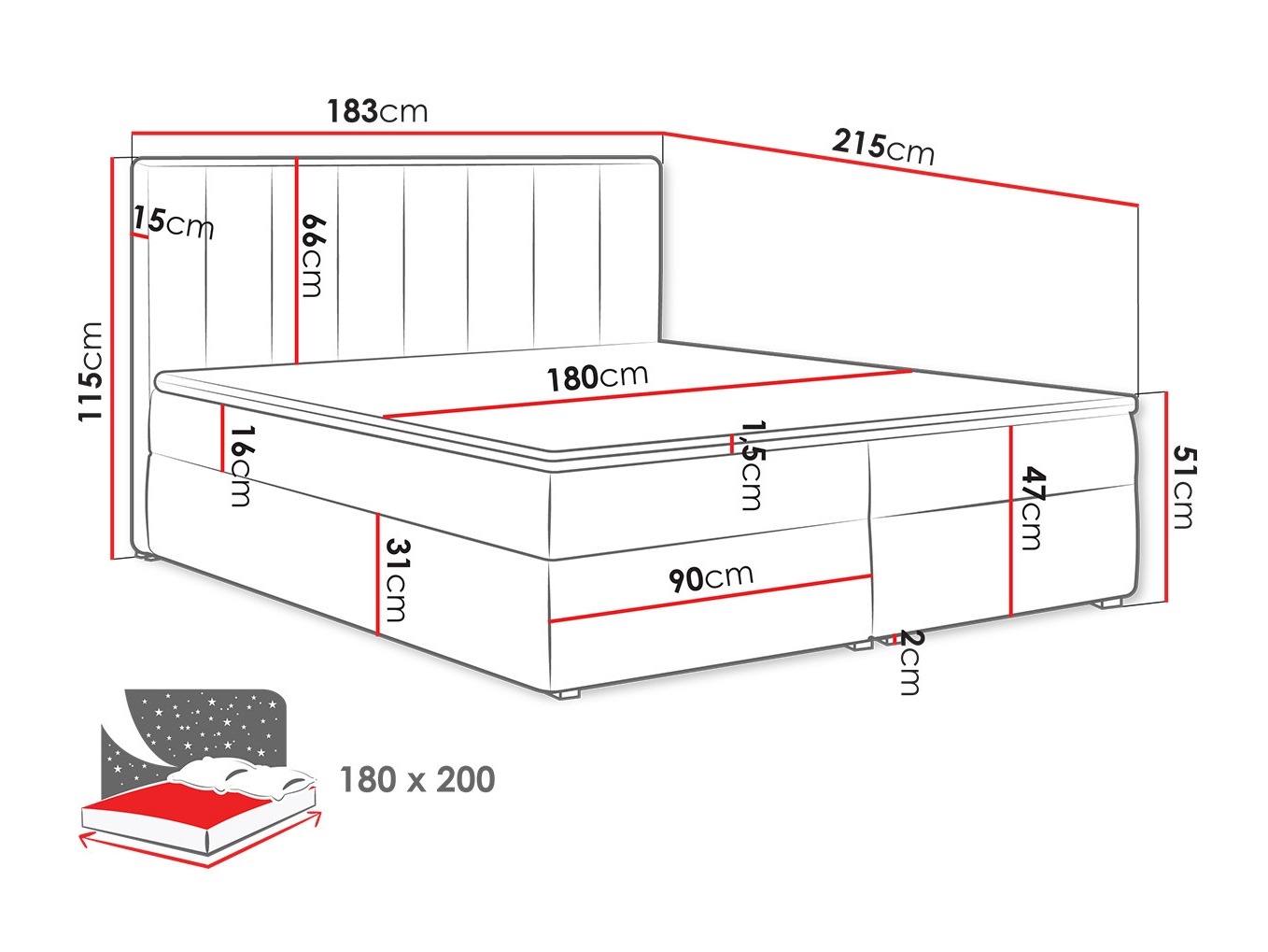 Boxspringbett Pomona 116 (Magic samt 2216)