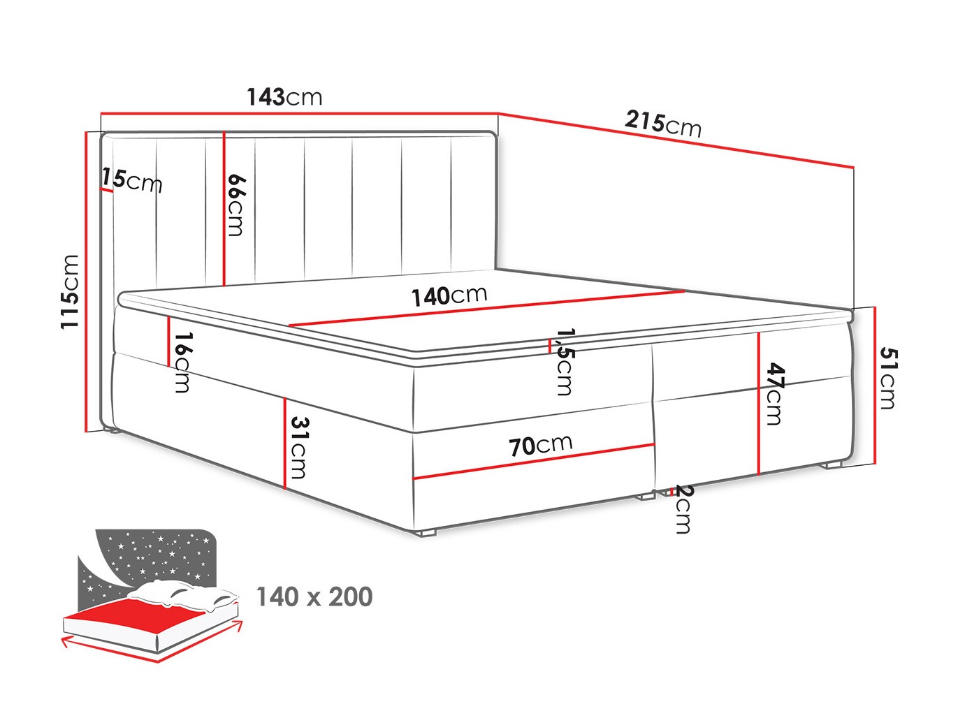 Boxspringbett Pomona 116 (Magic samt 2217)