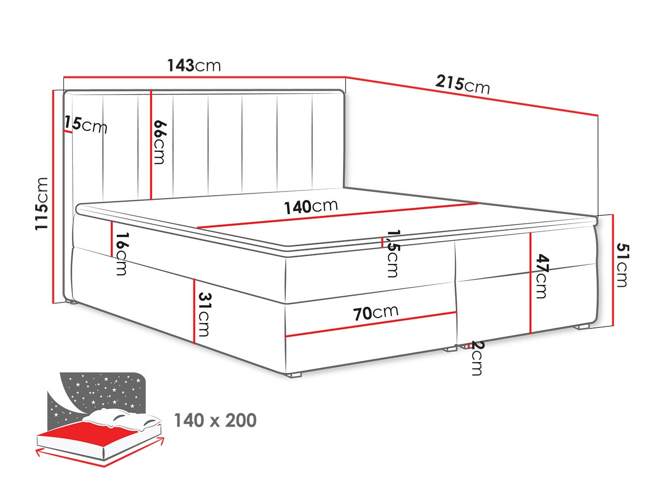 Boxspringbett Pomona 116 (Magic samt 2258)