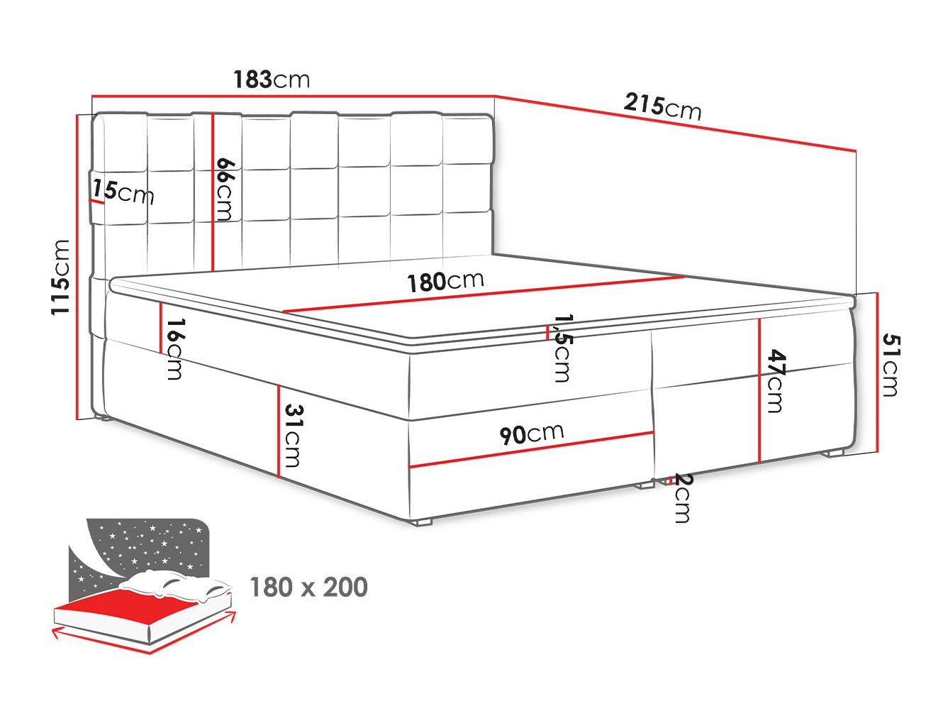 Boxspringbett Pomona 117 (Kronos 02)
