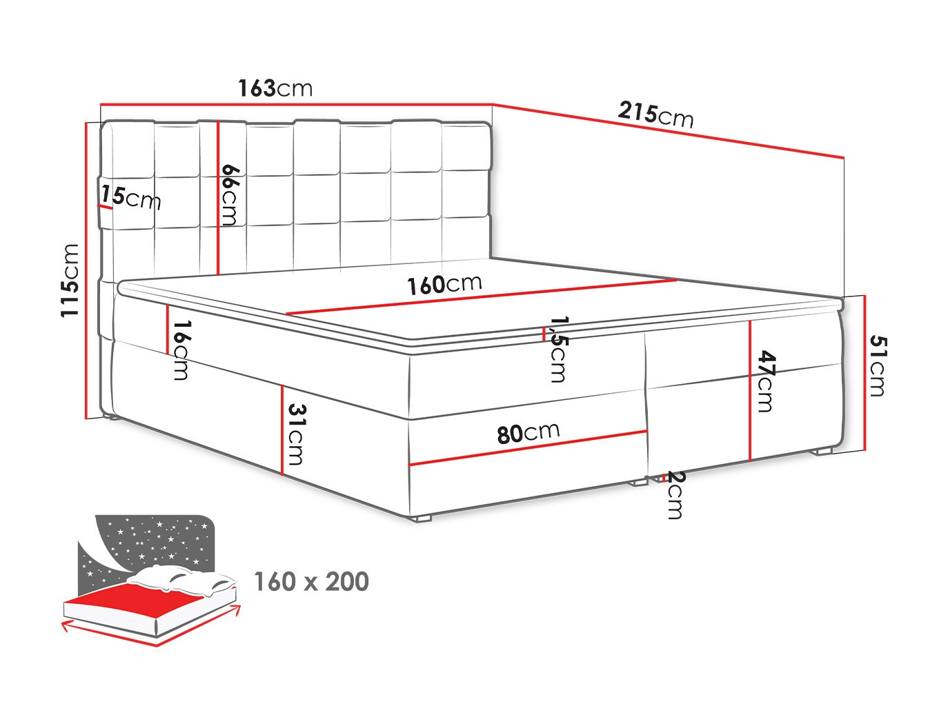 Boxspringbett Pomona 117 (Kronos 02)