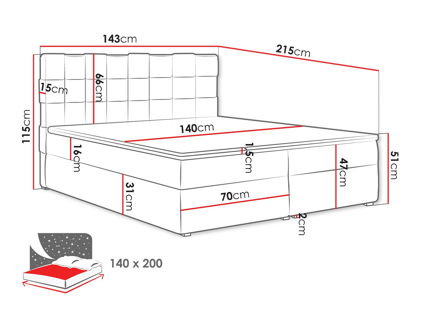 Boxspringbett Pomona 117 (Kronos 09)