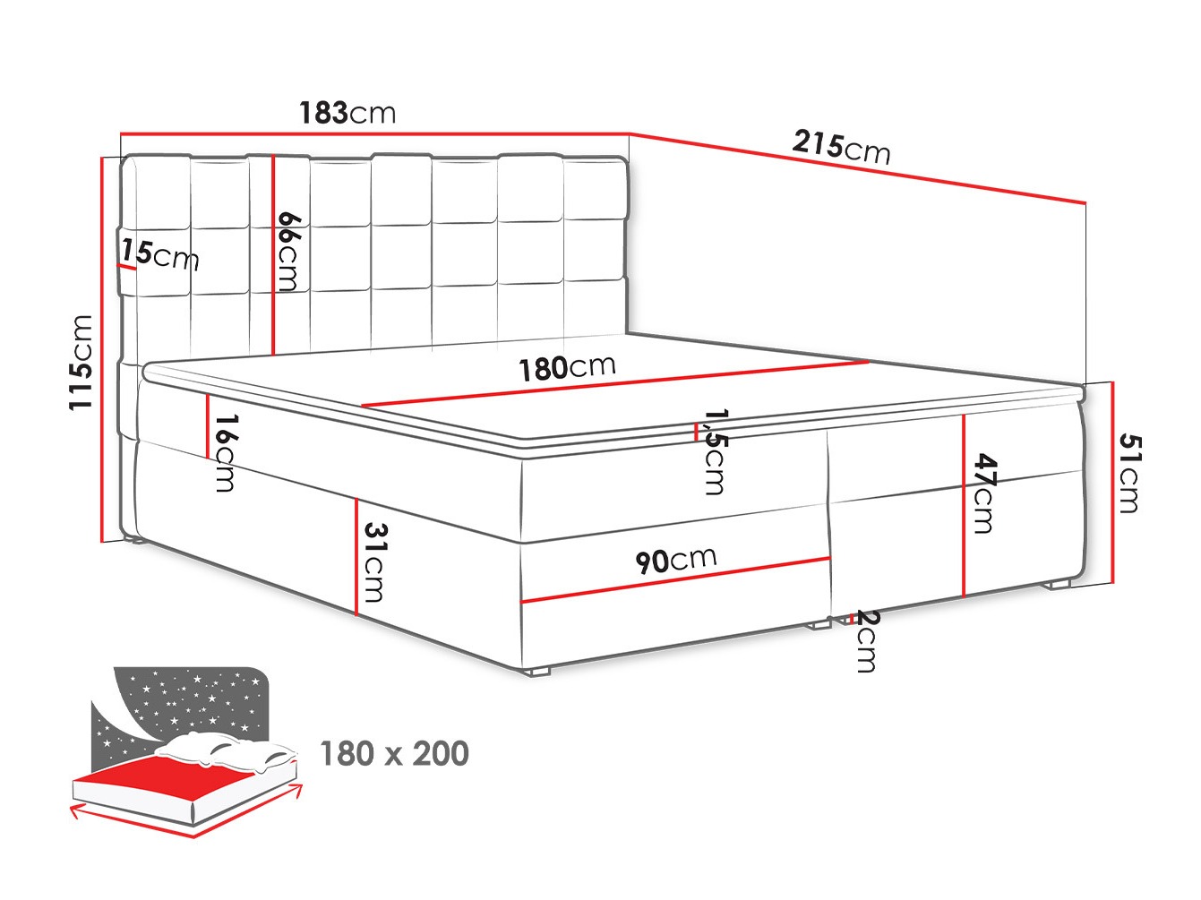 Boxspringbett Pomona 117 (Kronos 22)