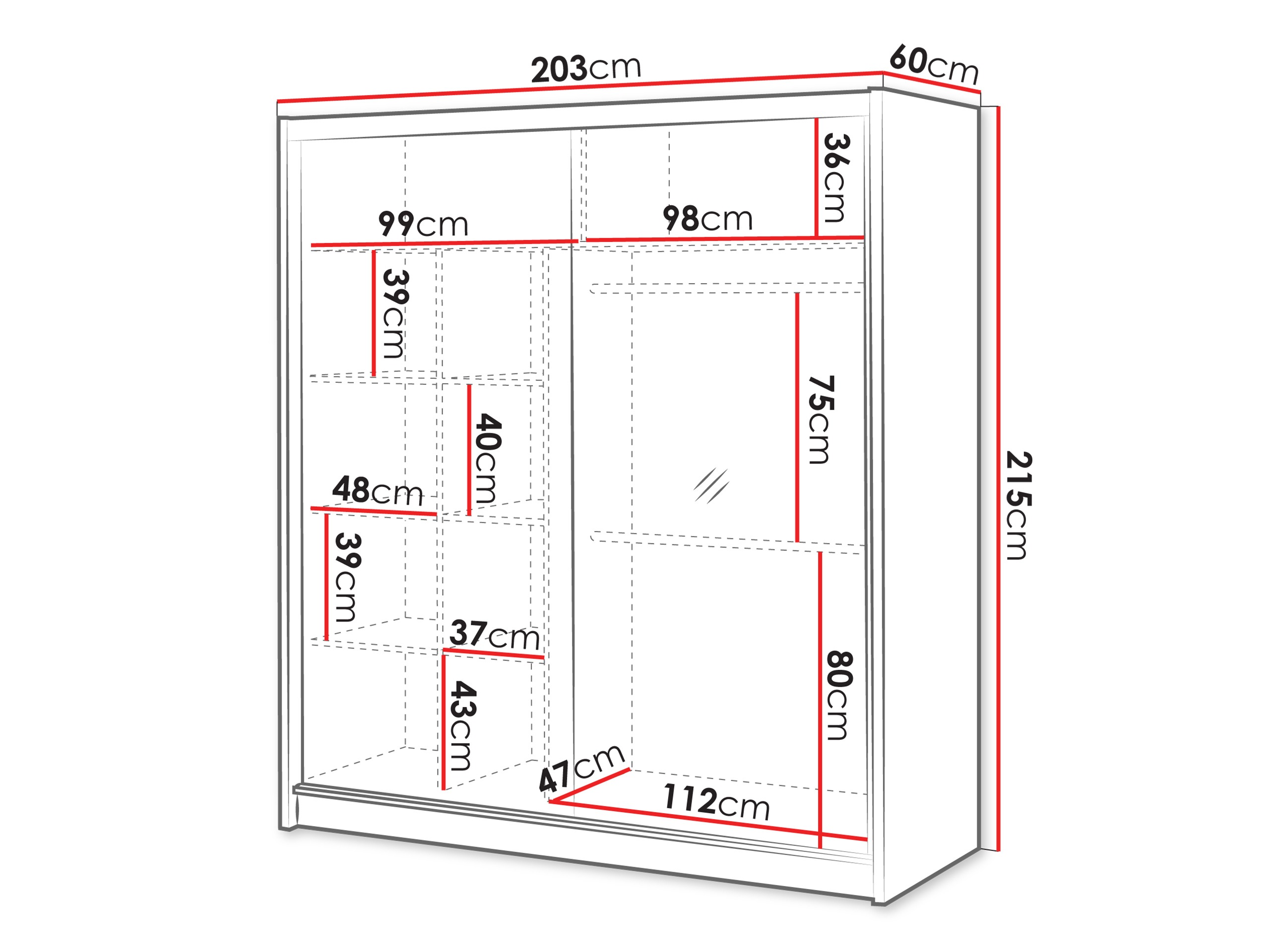 Kleiderschrank Gemes (Kaschmir + Wotan Eiche)
