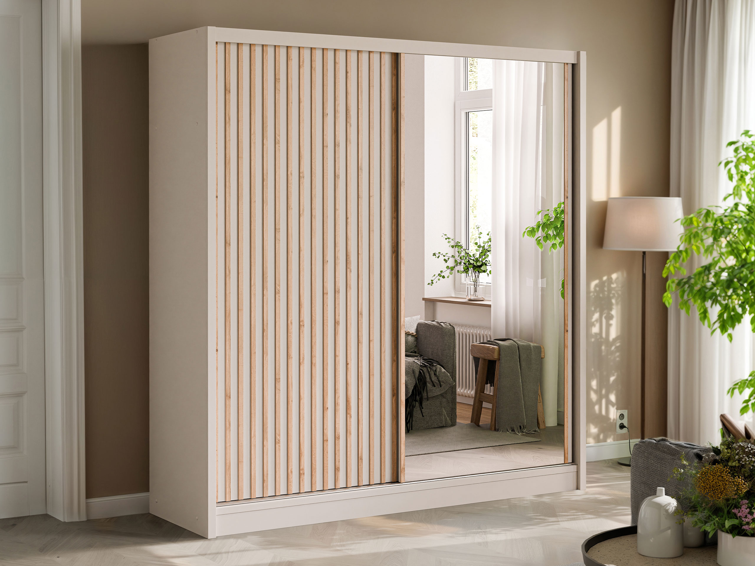 Kleiderschrank Honolulu 274 (Kaschmir + Wotan Eiche)