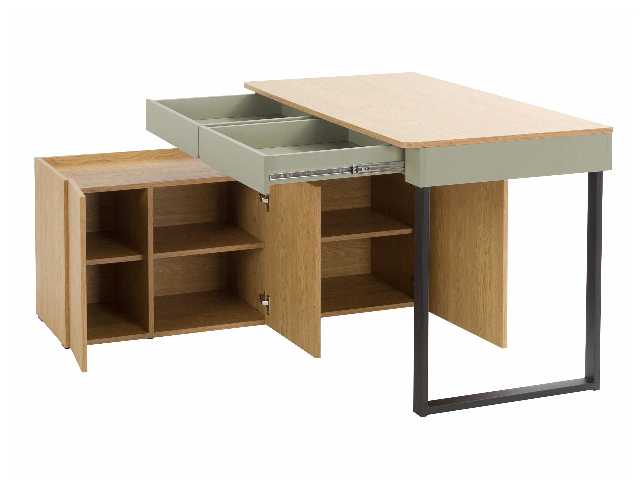 Eckschreibtisch Fiosono 110 (Eukalyptus + Eichenholzoptik)