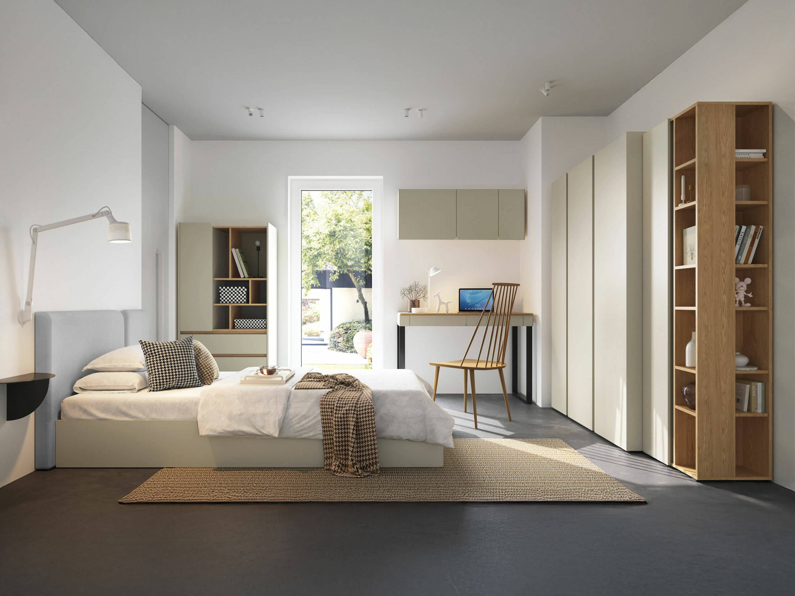 Hängeschrank Fiosono 111 (Staubiges Grün + Eichenholzoptik)