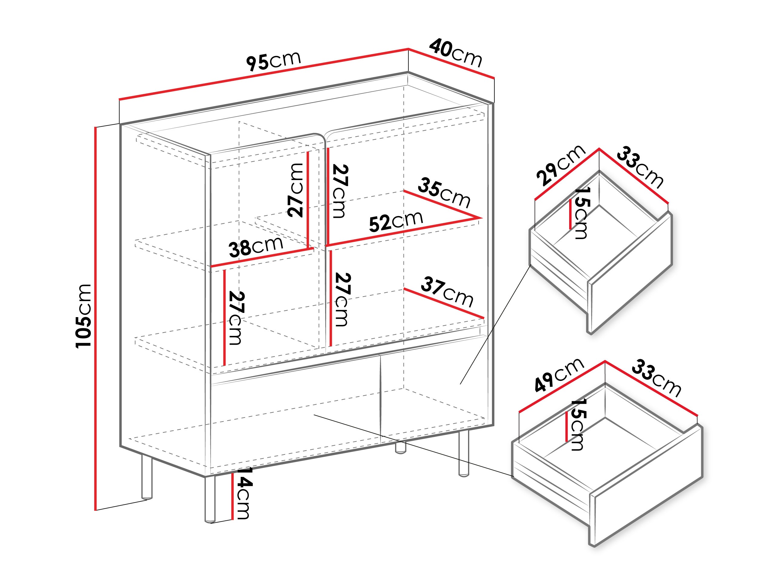 Kommoden Fiosono 108 (Staubiges Grün + Eichenholzoptik)