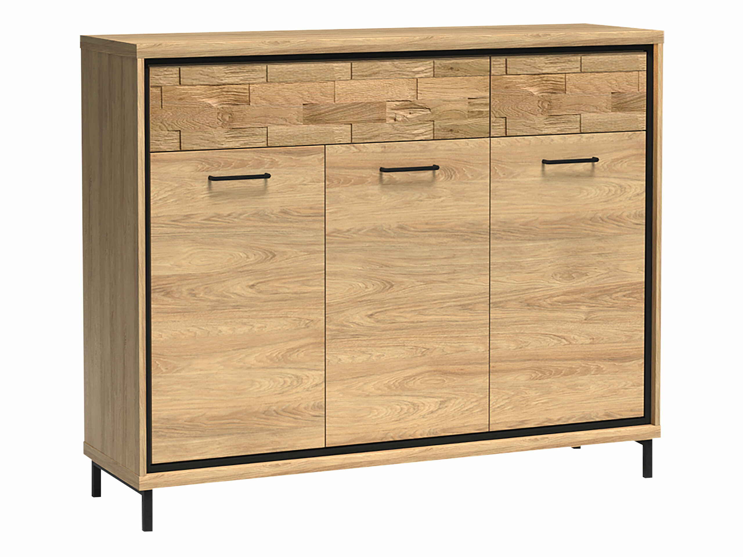 Kommode Etrmoni 104 (Helles Holz + Eichenholzoptik)