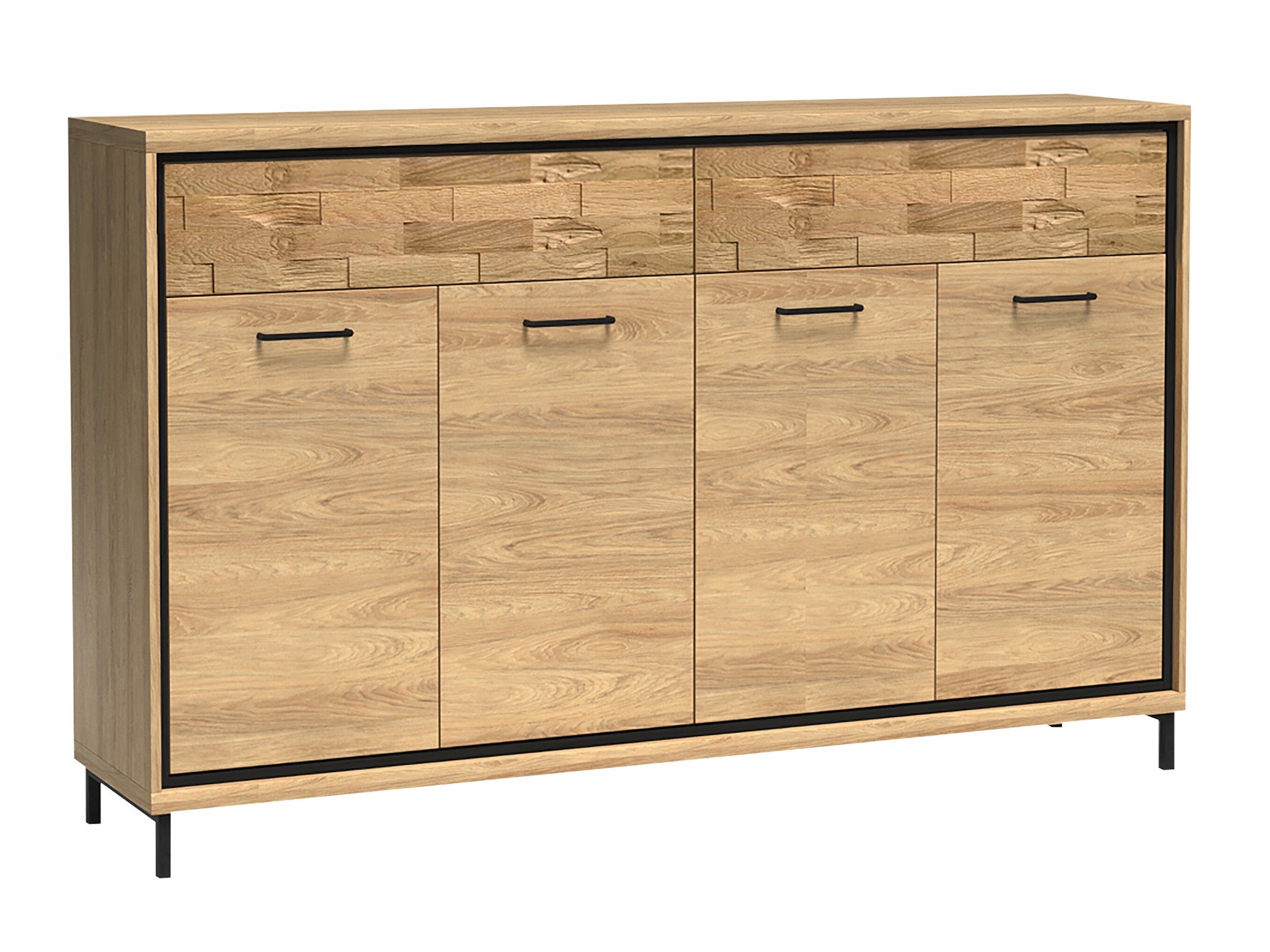 Kommode Etrmoni 105 (Helles Holz + Eichenholzoptik)