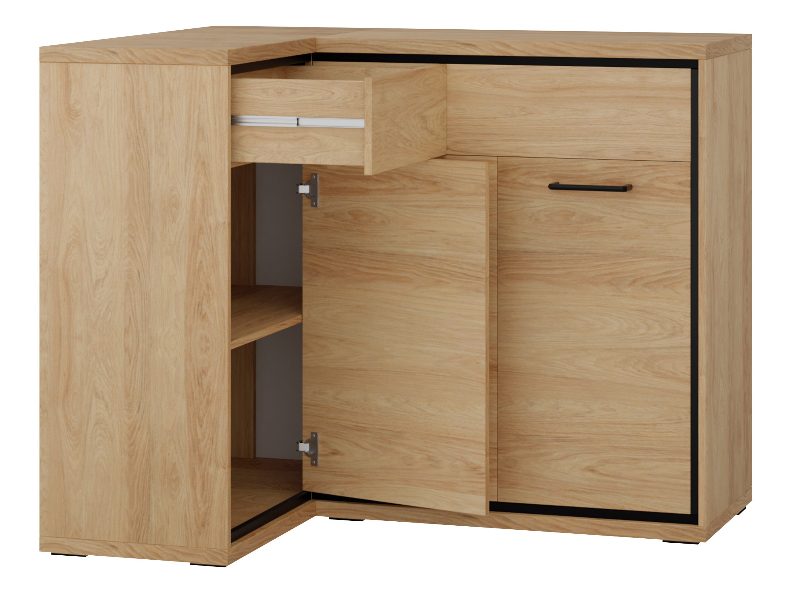 Eckige Kommode Etrmoni 121 (Helles Holz + Eichenholzoptik)