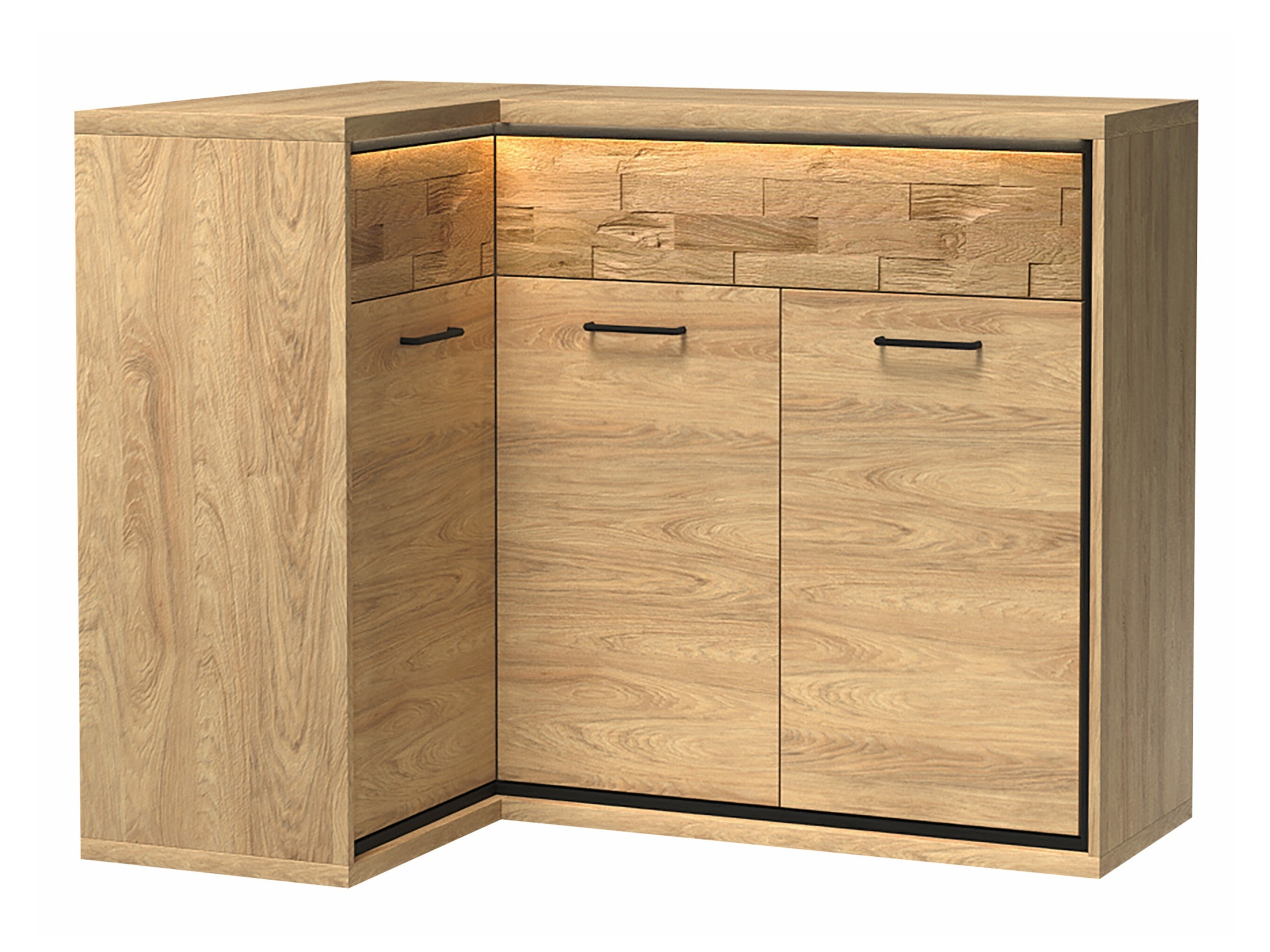 Eckige Kommode Etrmoni 121 (Helles Holz + Eichenholzoptik)