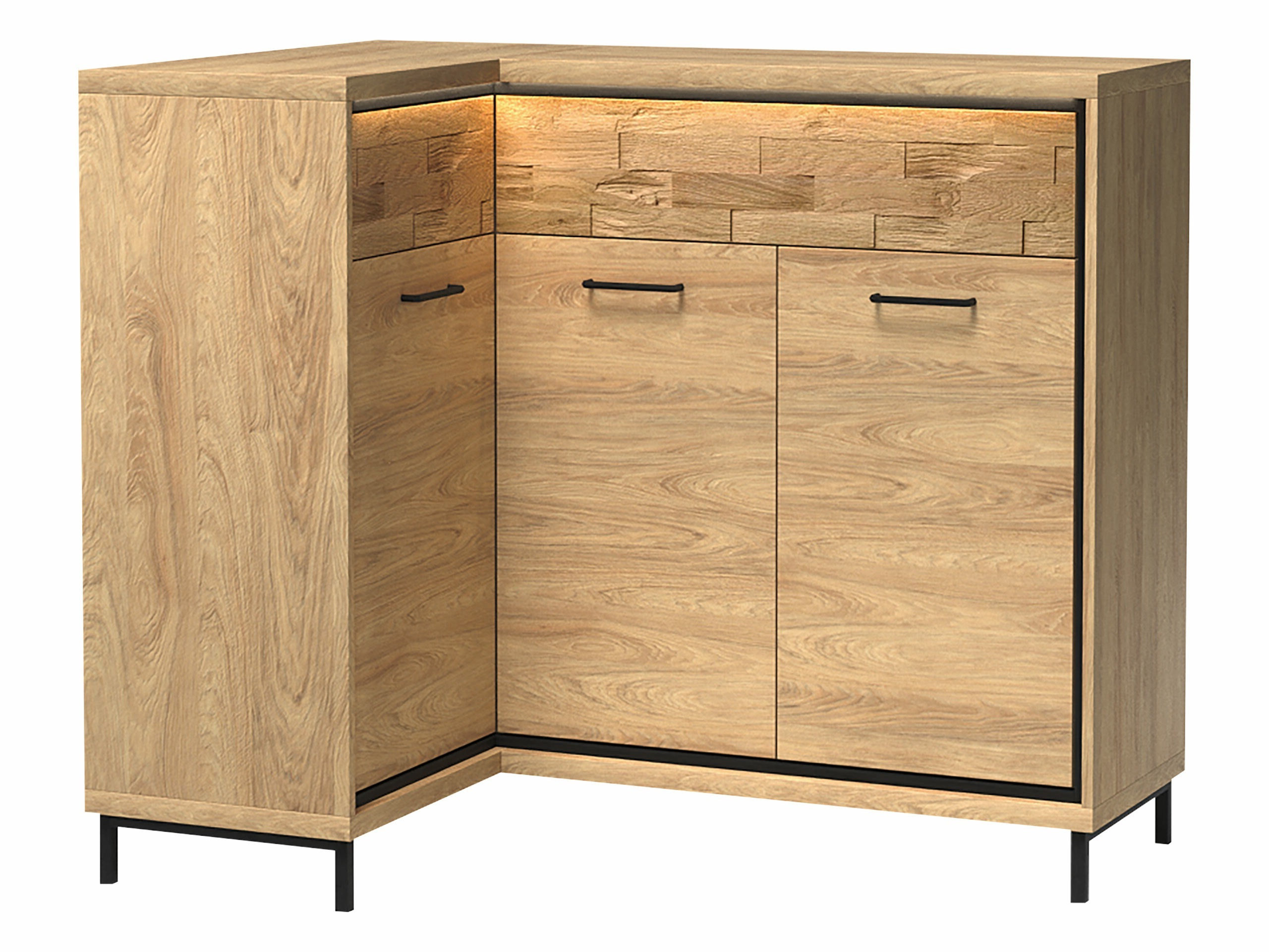 Eckige Kommode Etrmoni 121 (Helles Holz + Eichenholzoptik)