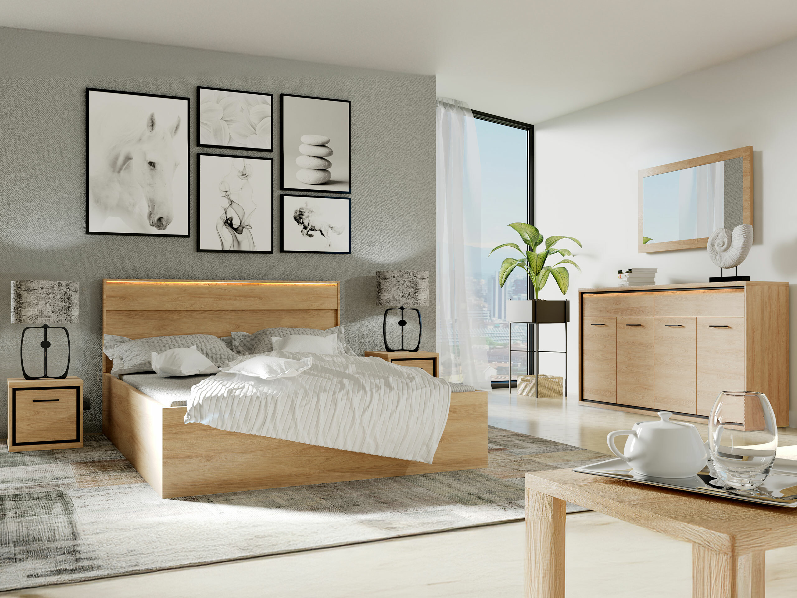 Schlafzimmer-Set Etrmoni 122 (Helles Holz)